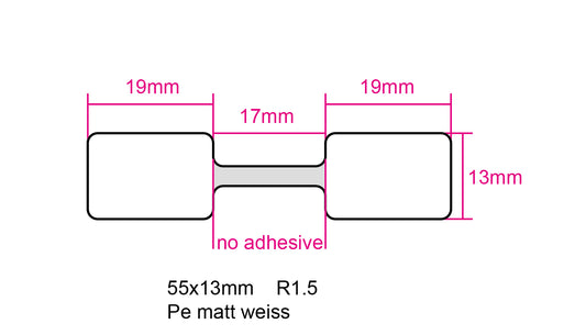 1000 Schmuck-/Juwelieretiketten, Ringetiketten, 55x13mm, auf Rolle aus Papier. stark haftend, ES-Ju-PA-5513-0