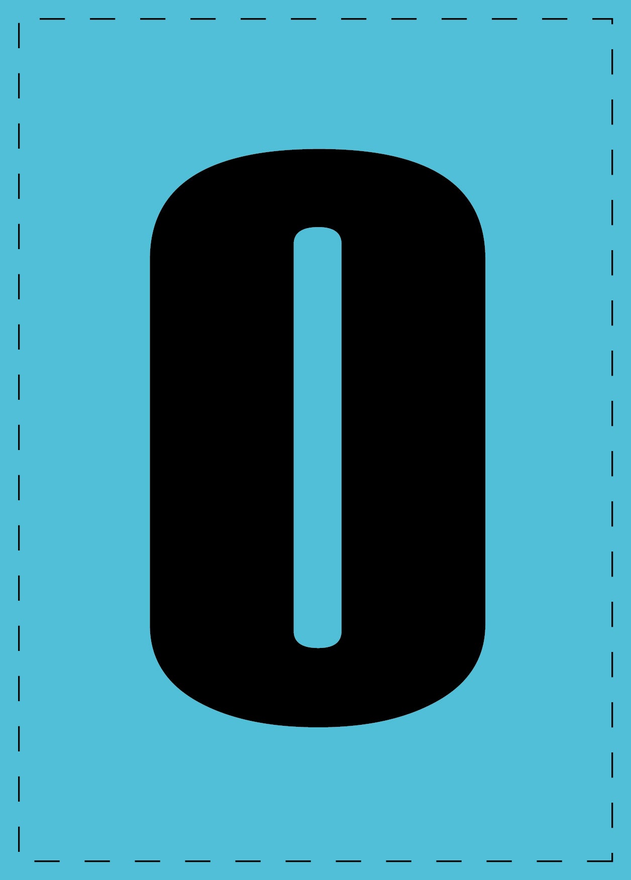 Zahl 0 Klebebuchstaben und Zahlenaufkleber schwarze Schrift BLAU Hintergrund ES-NPVC-0-50