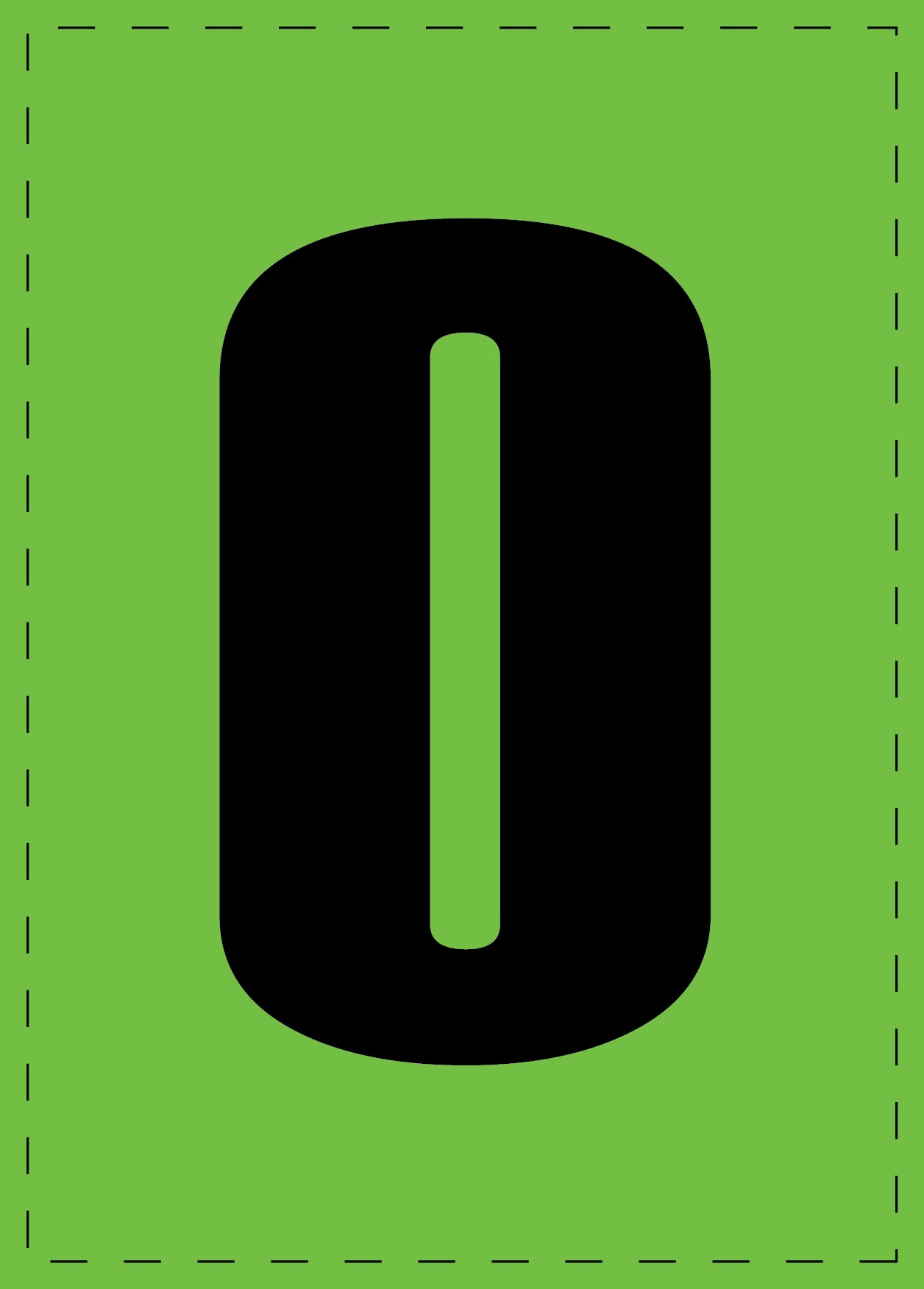 Zahl 0 Klebebuchstaben und Zahlenaufkleber schwarze Schrift grüner Hintergrund ES-NPVC-0