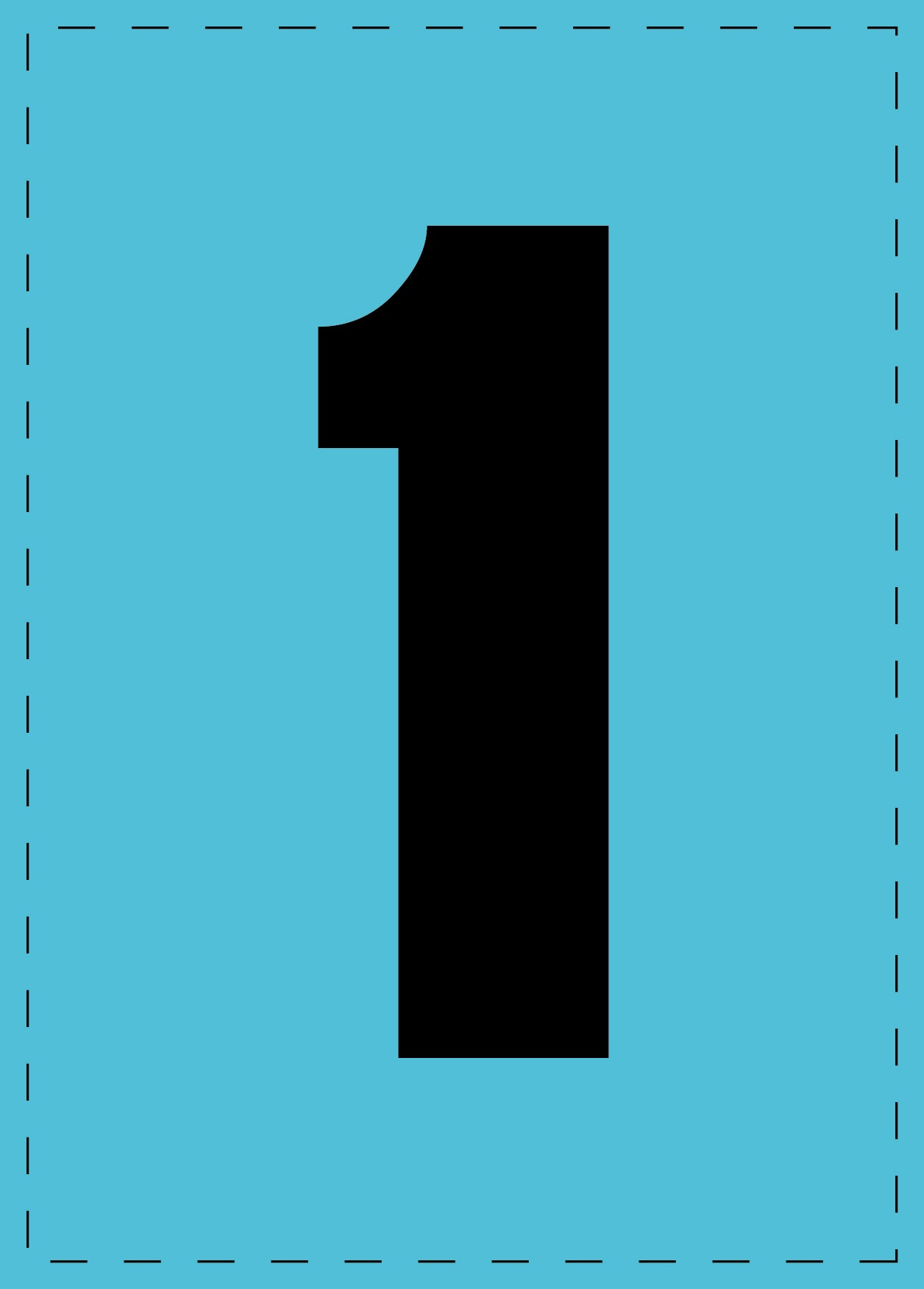 Zahl 1 Klebebuchstaben und Zahlenaufkleber schwarze Schrift BLAU Hintergrund ES-NPVC-1-50