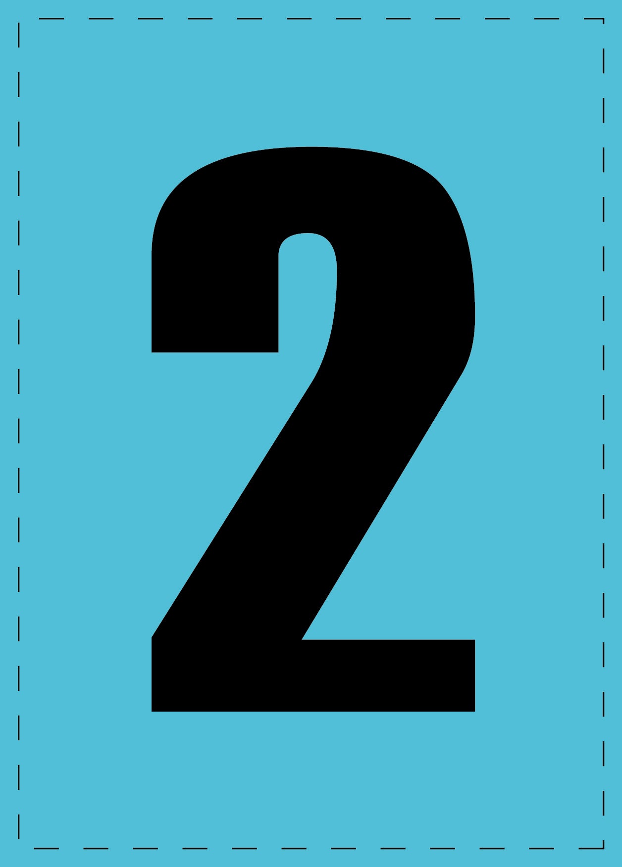 Zahl 2 Klebebuchstaben und Zahlenaufkleber schwarze Schrift BLAU Hintergrund ES-NPVC-2-50
