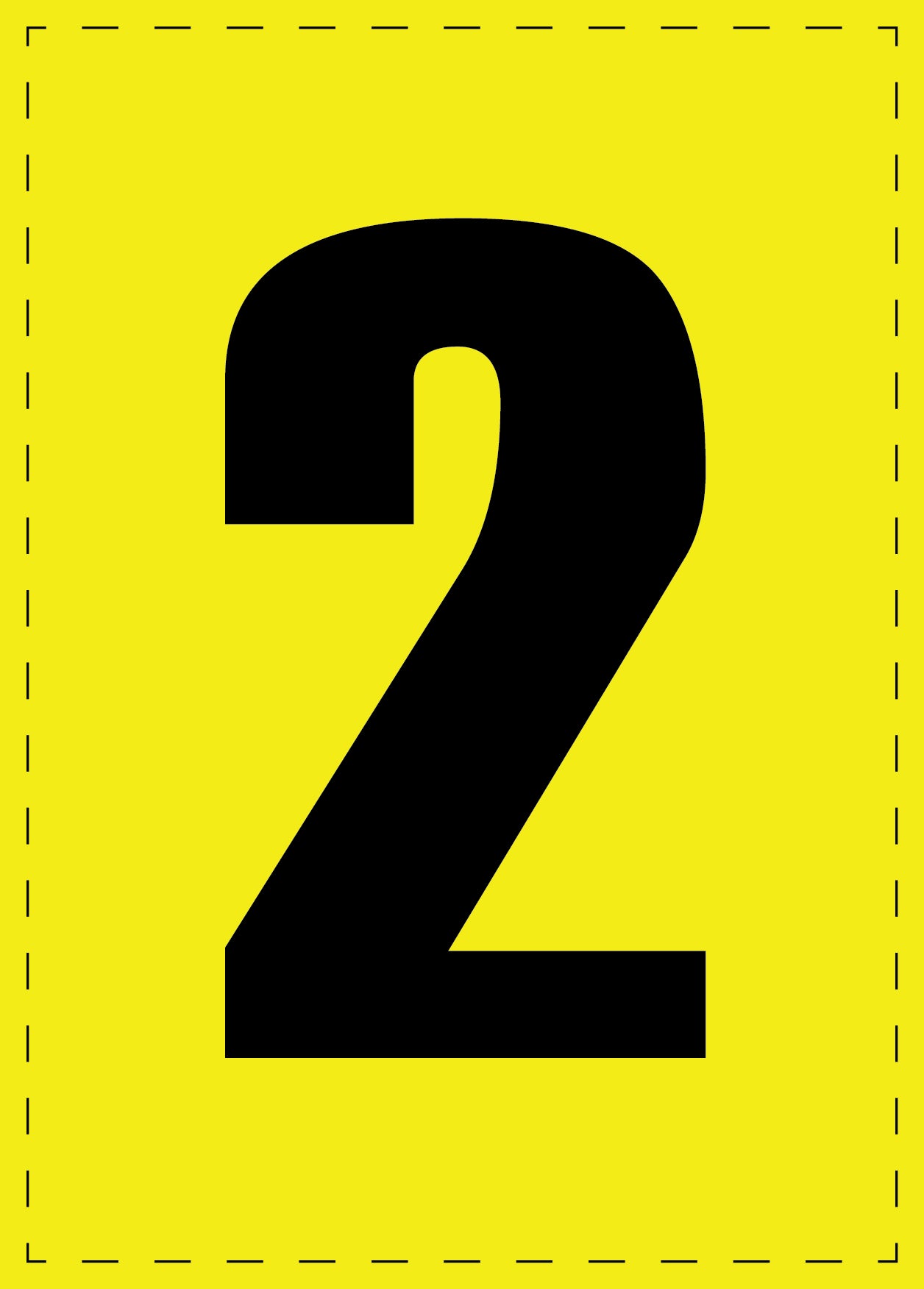 Zahl 2 Klebebuchstaben und Zahlenaufkleber schwarze Schrift gelber Hintergrund ES-BGPVC-2-3