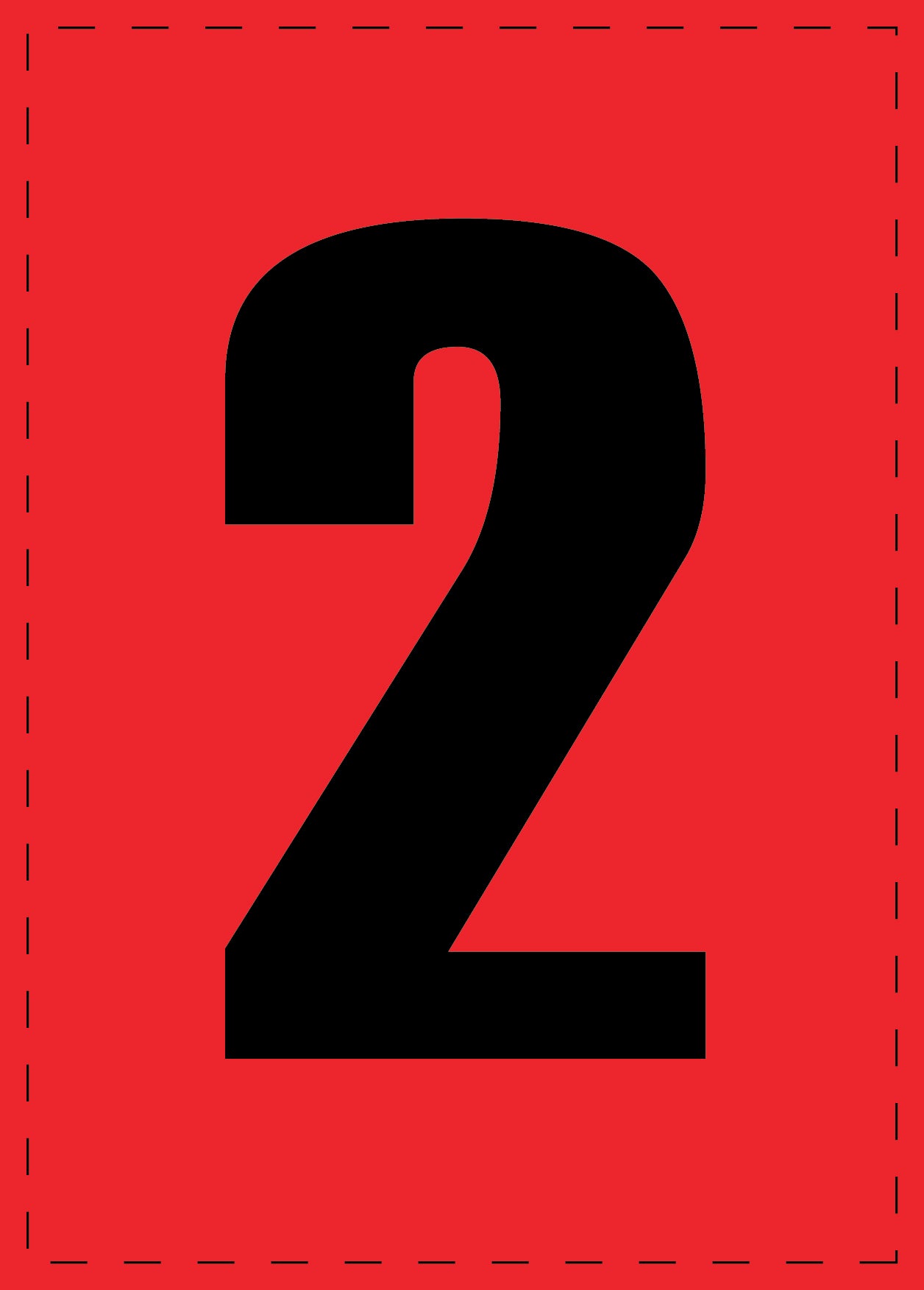 Zahl 2 Klebebuchstaben und Zahlenaufkleber schwarze Schrift roter Hintergrund ES-NPVC-2