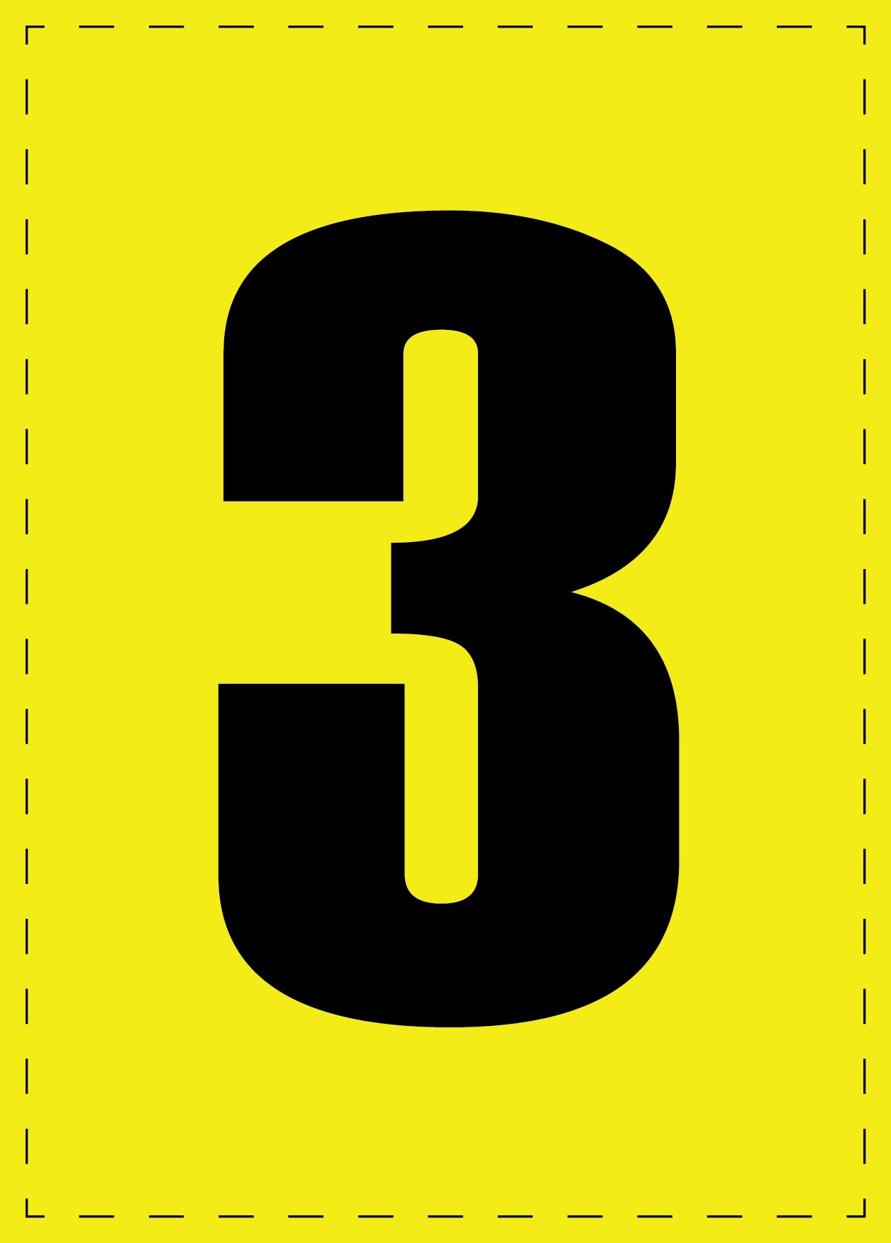 Zahl 3 Klebebuchstaben und Zahlenaufkleber schwarze Schrift gelber Hintergrund ES-BGPVC-2-3