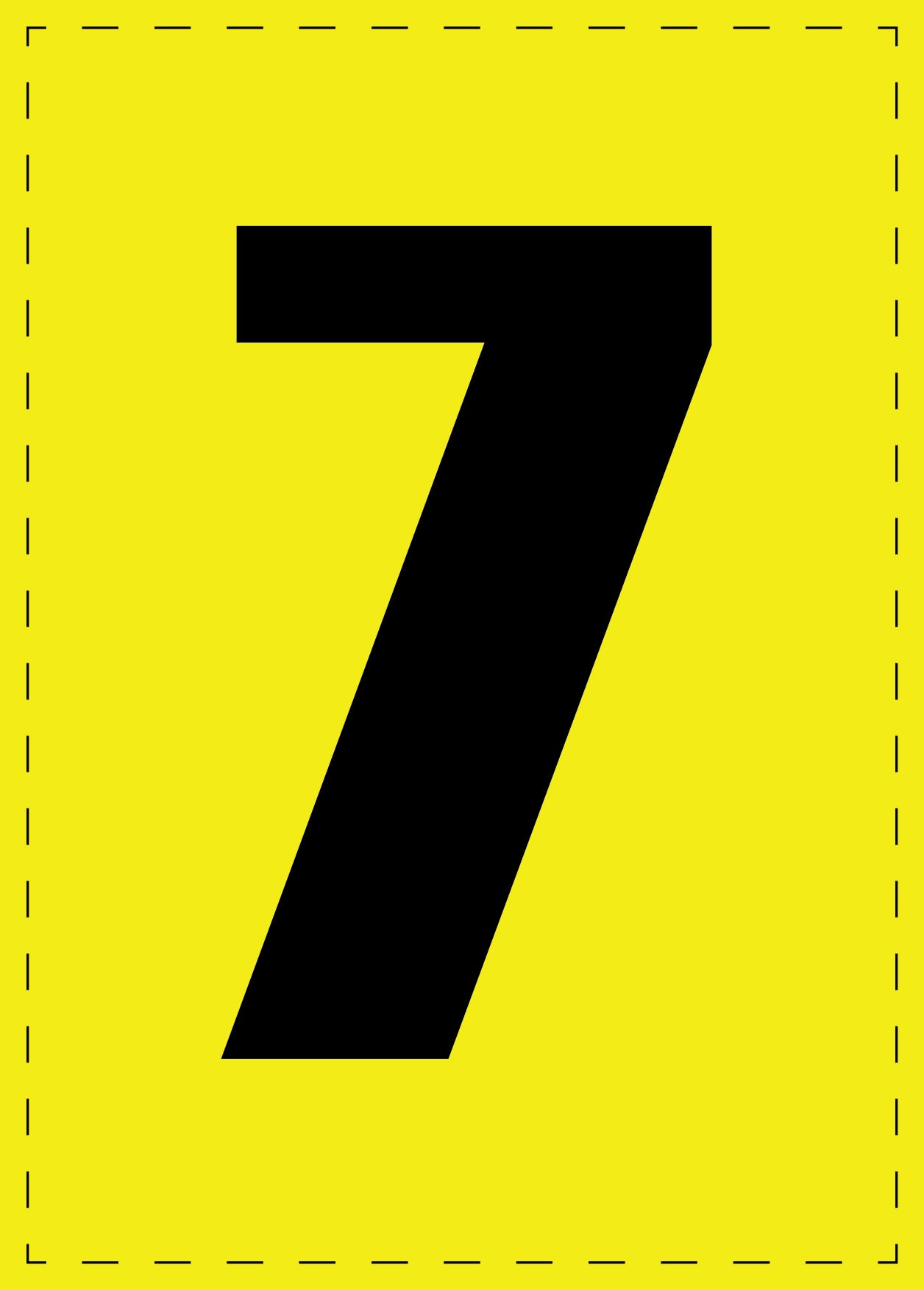 Zahl 7 Klebebuchstaben und Zahlenaufkleber schwarze Schrift gelber Hintergrund ES-BGPVC-7-3