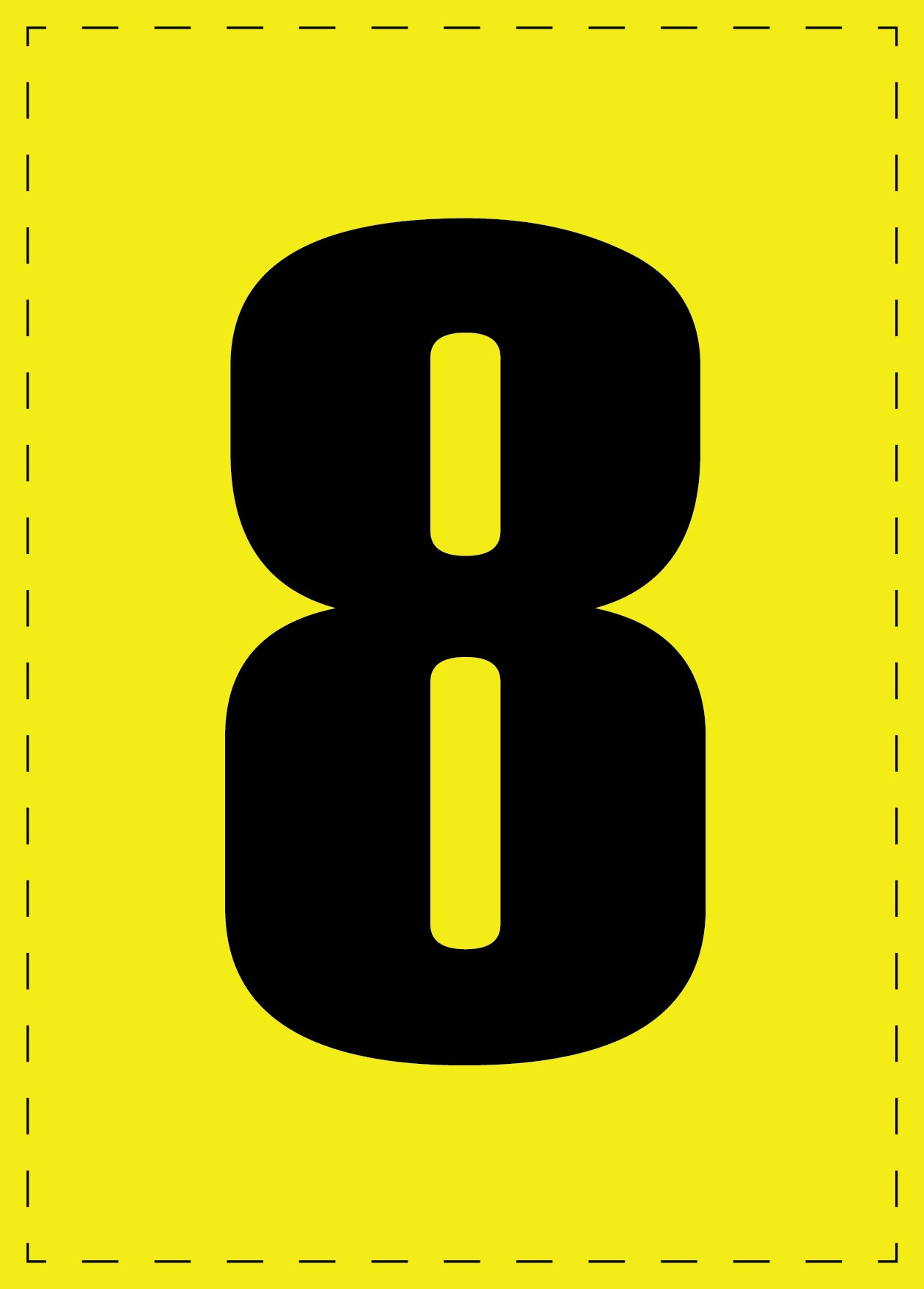 Zahl 8 Klebebuchstaben und Zahlenaufkleber schwarze Schrift gelber Hintergrund ES-BGPVC-8-3