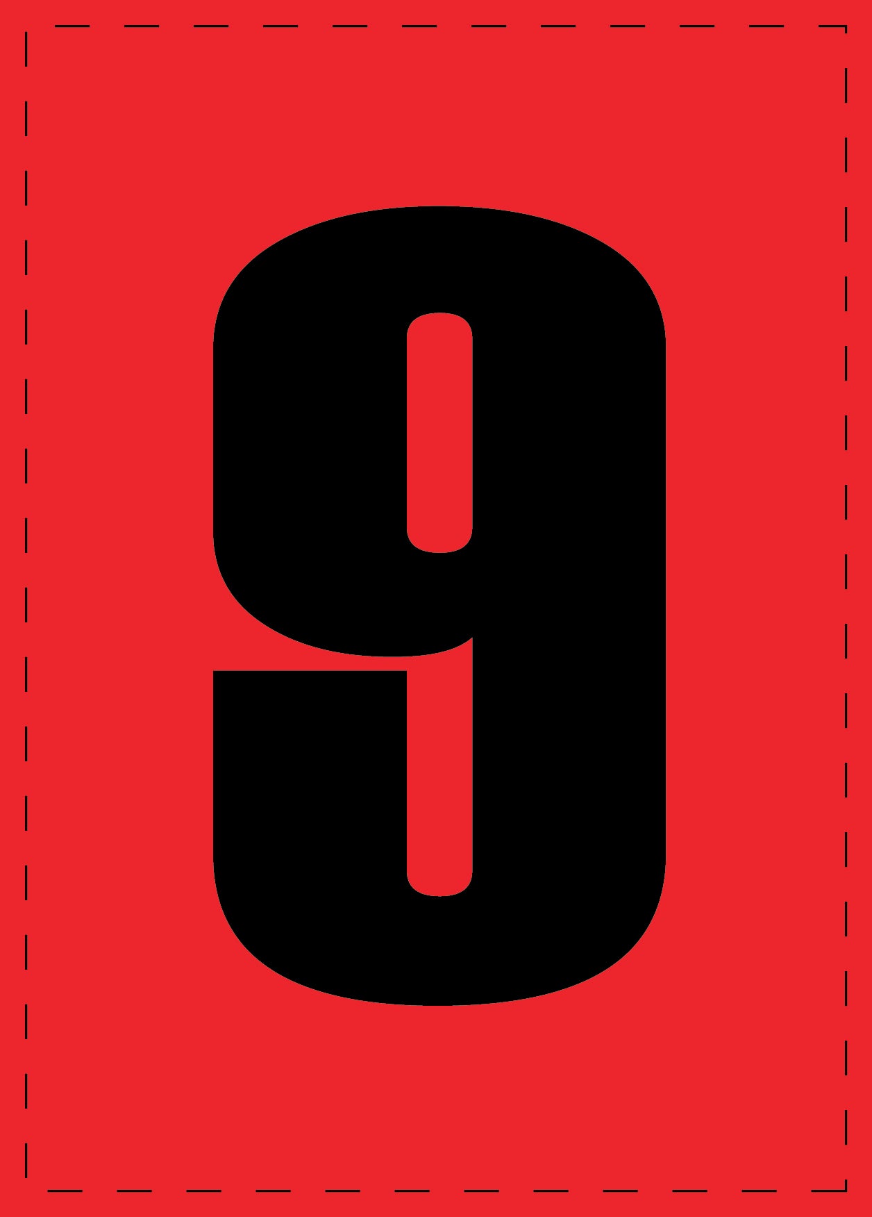 Buchstabe 9 Klebebuchstaben und Zahlenaufkleber schwarze Schrift roter Hintergrund ES-NPVC-9