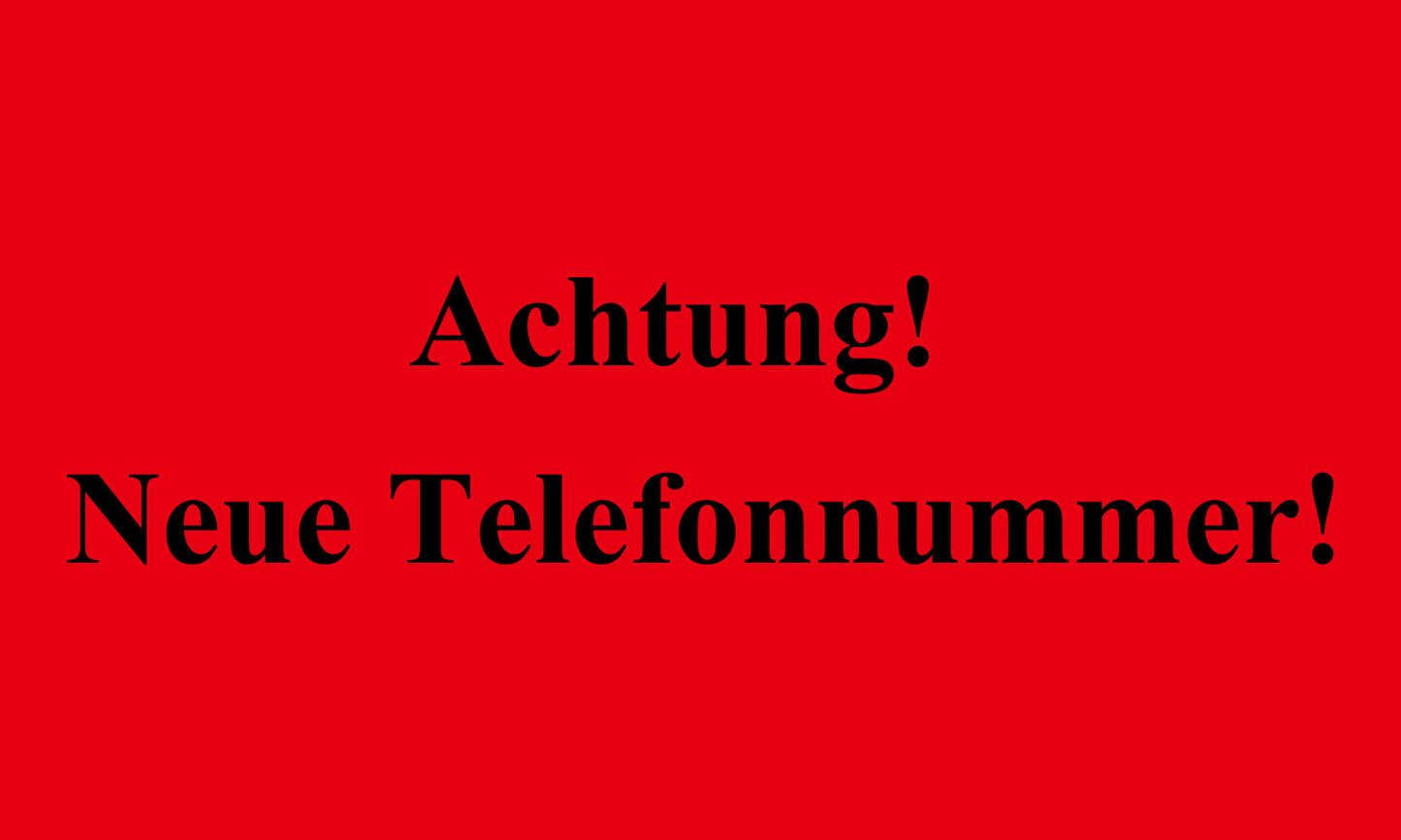 Büroorganisation "Achtung! Neue Telefonnummer!" aus Plastik