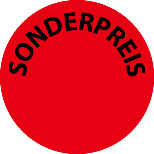 1000 Promotionsaufkleber Angebotsaufkleber Sonderangebotsaufkleber "Sonderpreis" 2-10 cm aus Papier und Plastik  ES-PR-4250