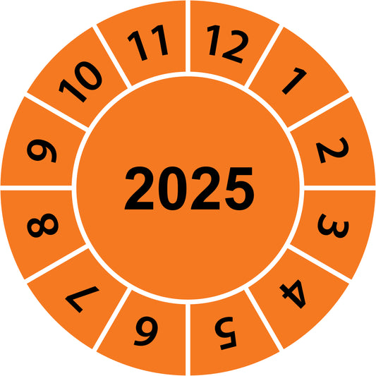 Einjahresprüfetiketten - 2025 aus Papier oder Plastik