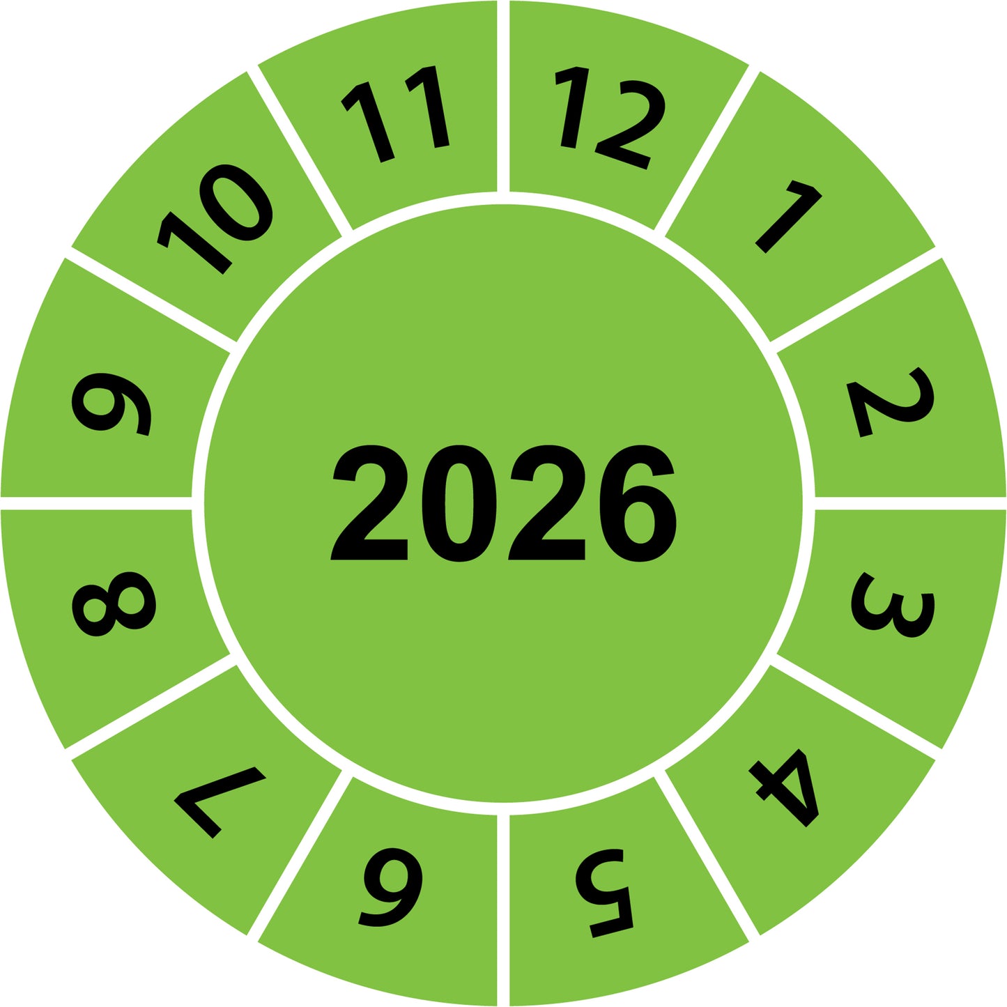Einjahresprüfetiketten - 2026 aus Papier oder Plastik