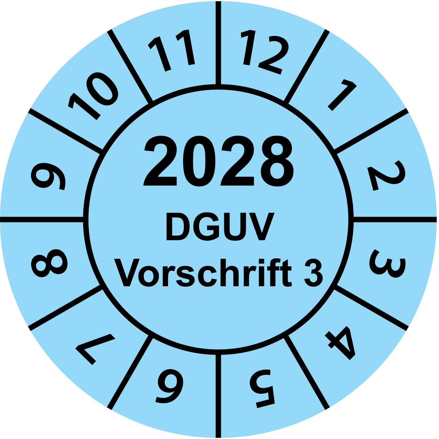 Einjahresprüfetiketten, DGUV Vorschrift 3, Startjahr: 2028 aus Papier oder Plastik