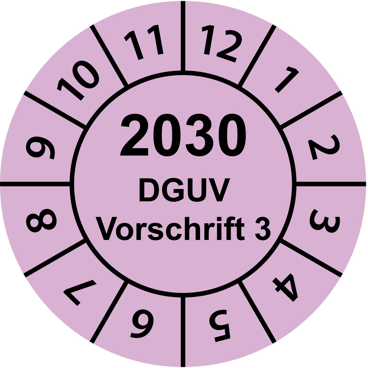 Einjahresprüfetiketten, DGUV Vorschrift 3, Startjahr: 2030 aus Papier oder Plastik