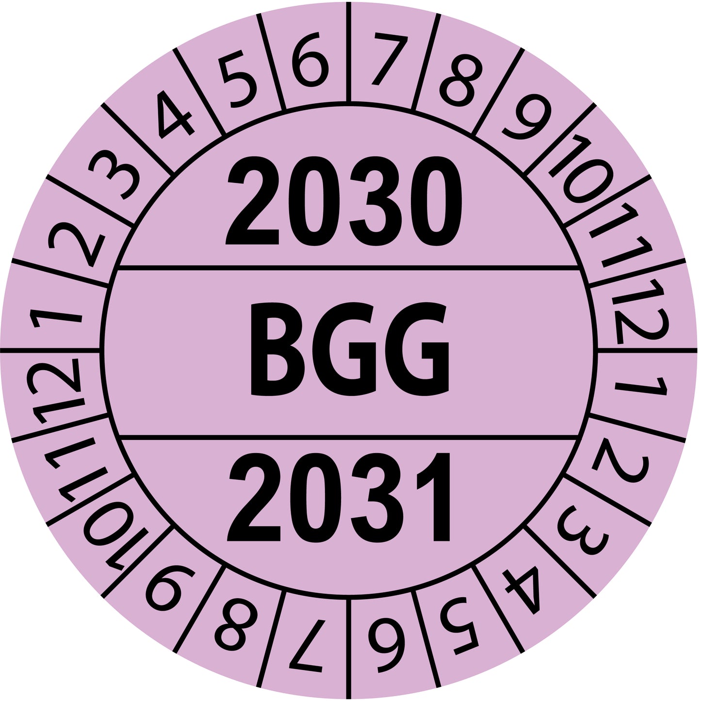 Mehrjahresprüfetiketten, BGG, Startjahr: 2030 aus Papier oder Plastik