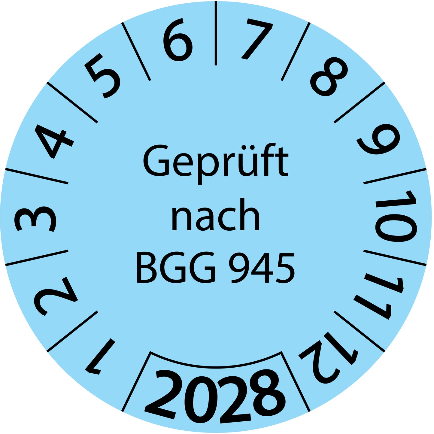 Einjahresprüfetiketten, Geprüft nach BGG 945, Startjahr: 2028 aus Papier oder Plastik