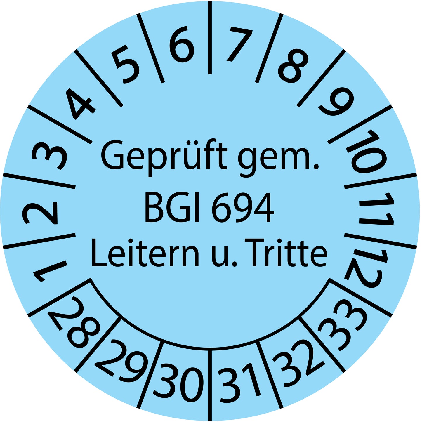 Mehrjahresprüfetiketten, Geprüft gem. BGI 694 Leitern u. Tritte, Startjahr: 2028 aus Papier oder Plastik