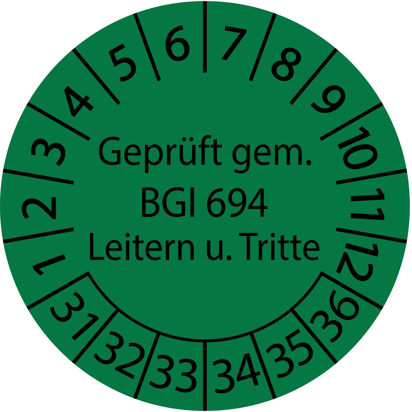 Mehrjahresprüfetiketten, Geprüft gem. BGI 694 Leitern u. Tritte, Startjahr: 2031 aus Papier oder Plastik