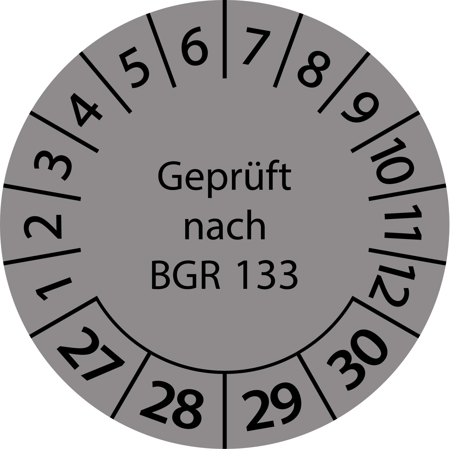 Mehrjahresprüfetiketten, Geprüft nach BGR 133, Startjahr: 2027 aus Papier oder Plastik