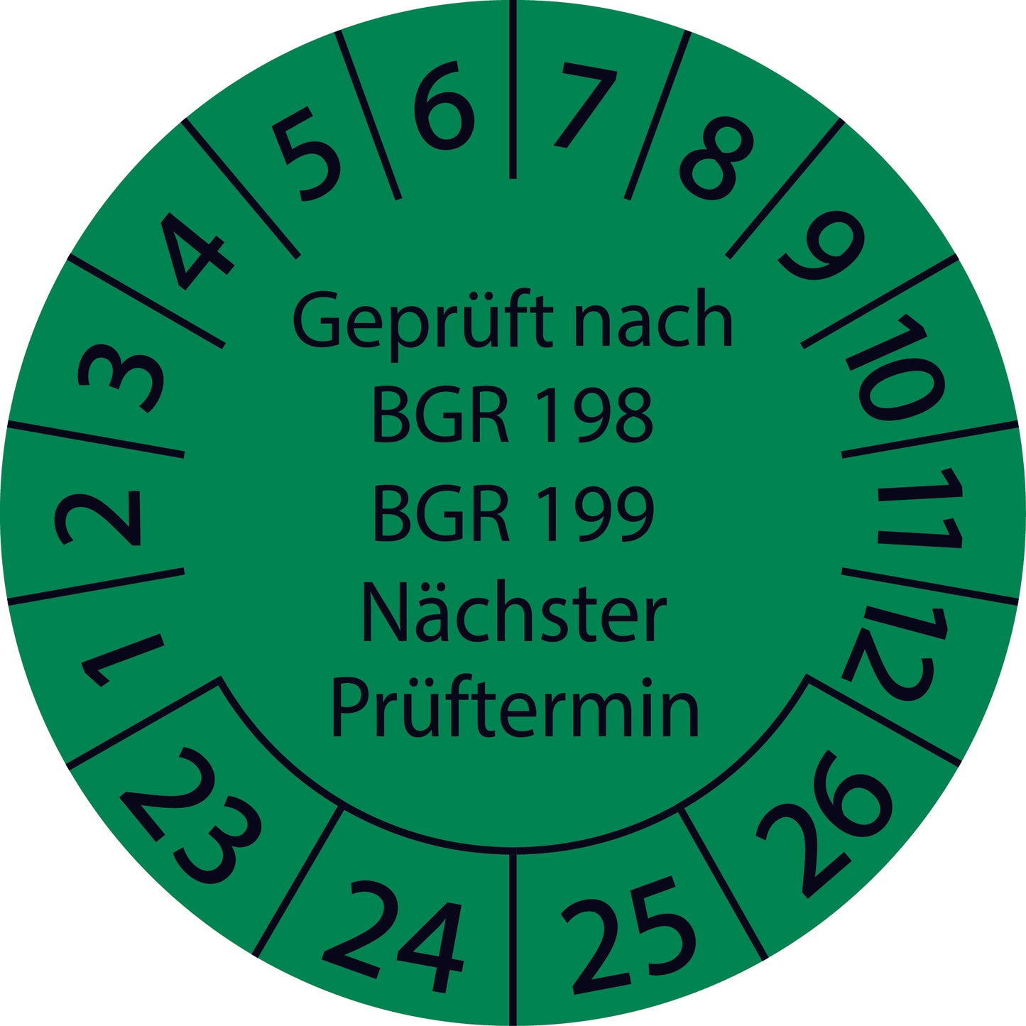 Mehrjahresprüfetiketten, Geprüft nach BGR 198 + BGR 199 Nächster Prüftermin, Startjahr: 2023 aus Papier oder Plastik