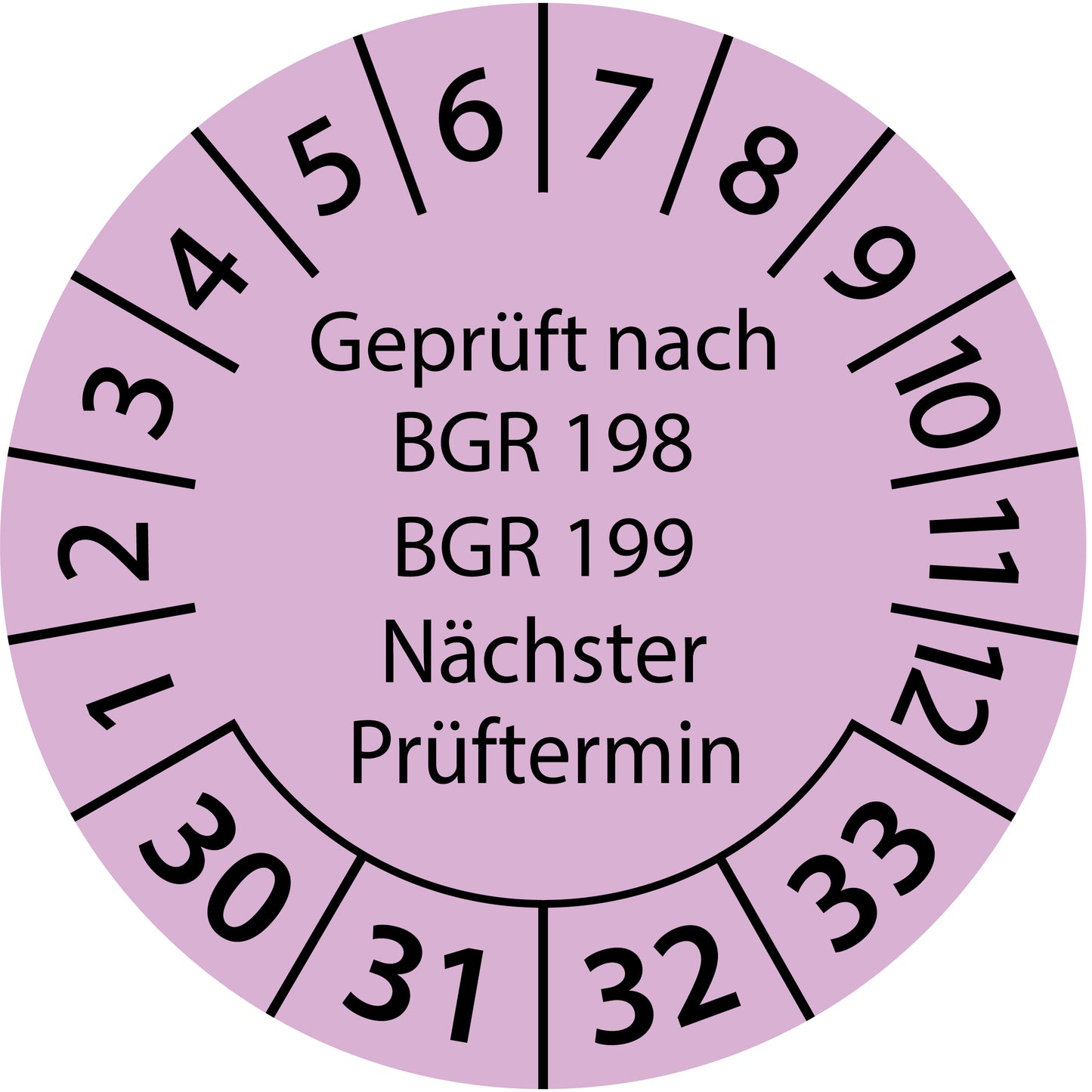 Mehrjahresprüfetiketten, Geprüft nach BGR 198 + 199, Nächster Prüftermin, Startjahr: 2030 aus Papier oder Plastik