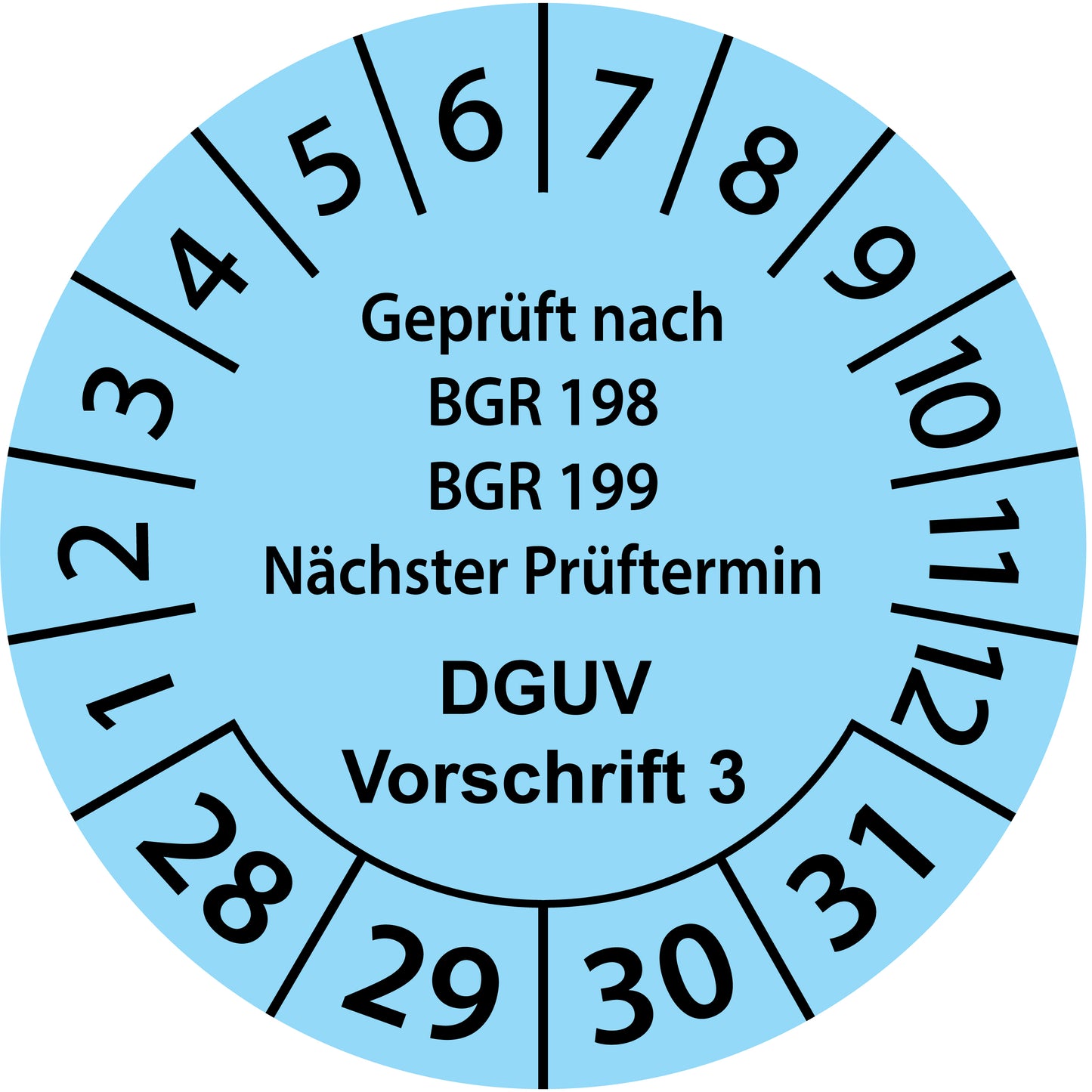 Mehrjahresprüfetiketten, Geprüft nach BGR 198 + 199, Nächster Prüftermin, DGUV Vorschrift 3, Startjahr: 2028 aus Papier oder Plastik