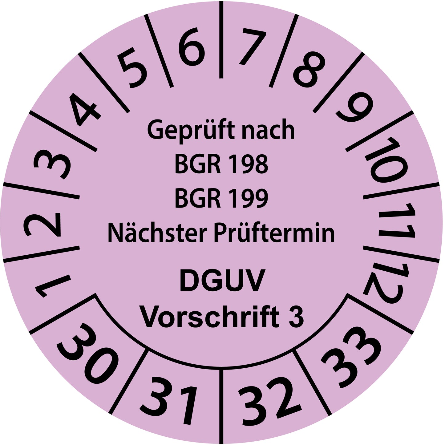 Mehrjahresprüfetiketten, Geprüft nach BGR 198 + 199, Nächster Prüftermin, DGUV Vorschrift 3, Startjahr: 2030 aus Papier oder Plastik