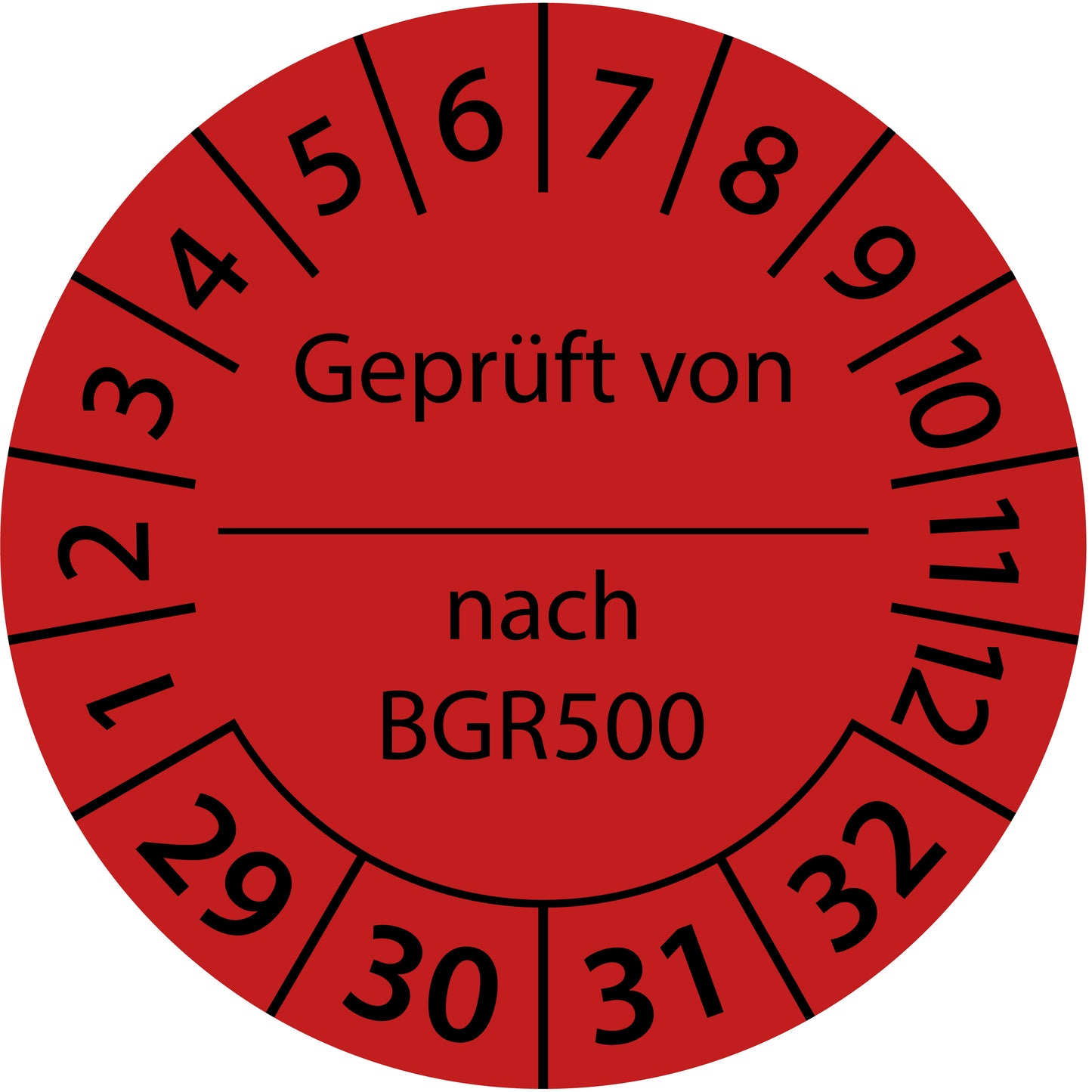 Mehrjahresprüfetiketten, Geprüft von ... nach BGR 500, Startjahr: 2029 aus Papier oder Plastik