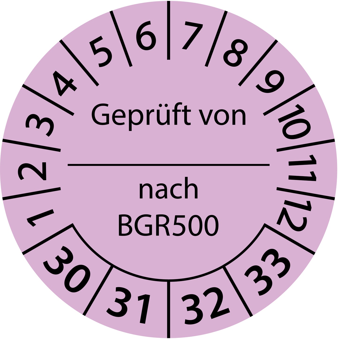Mehrjahresprüfetiketten, Geprüft von ... nach BGR 500, Startjahr: 2030 aus Papier oder Plastik