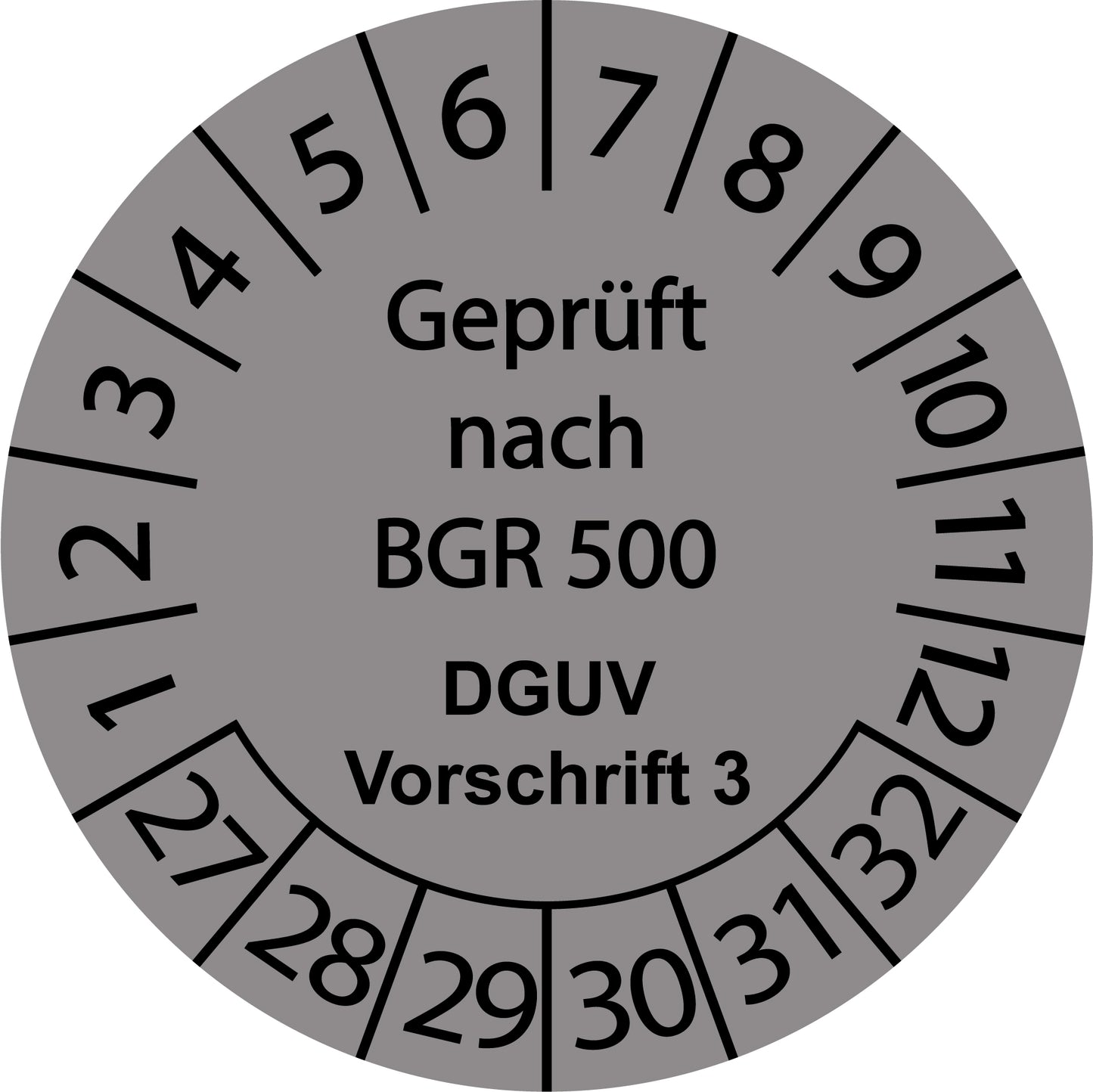 Mehrjahresprüfetiketten, Geprüft von BGR 500, DGUV Vorschrift 3, Startjahr: 2027 aus Papier oder Plastik