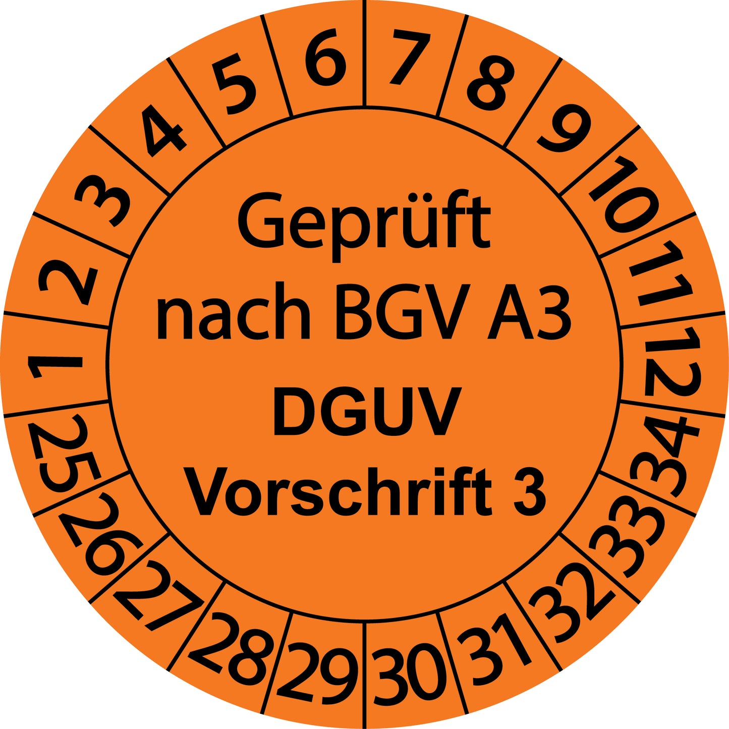 Mehrjahresprüfetiketten, Geprüft nach BGV A3, DGUV Vorschrift 3, Startjahr: 2025 aus Papier oder Plastik