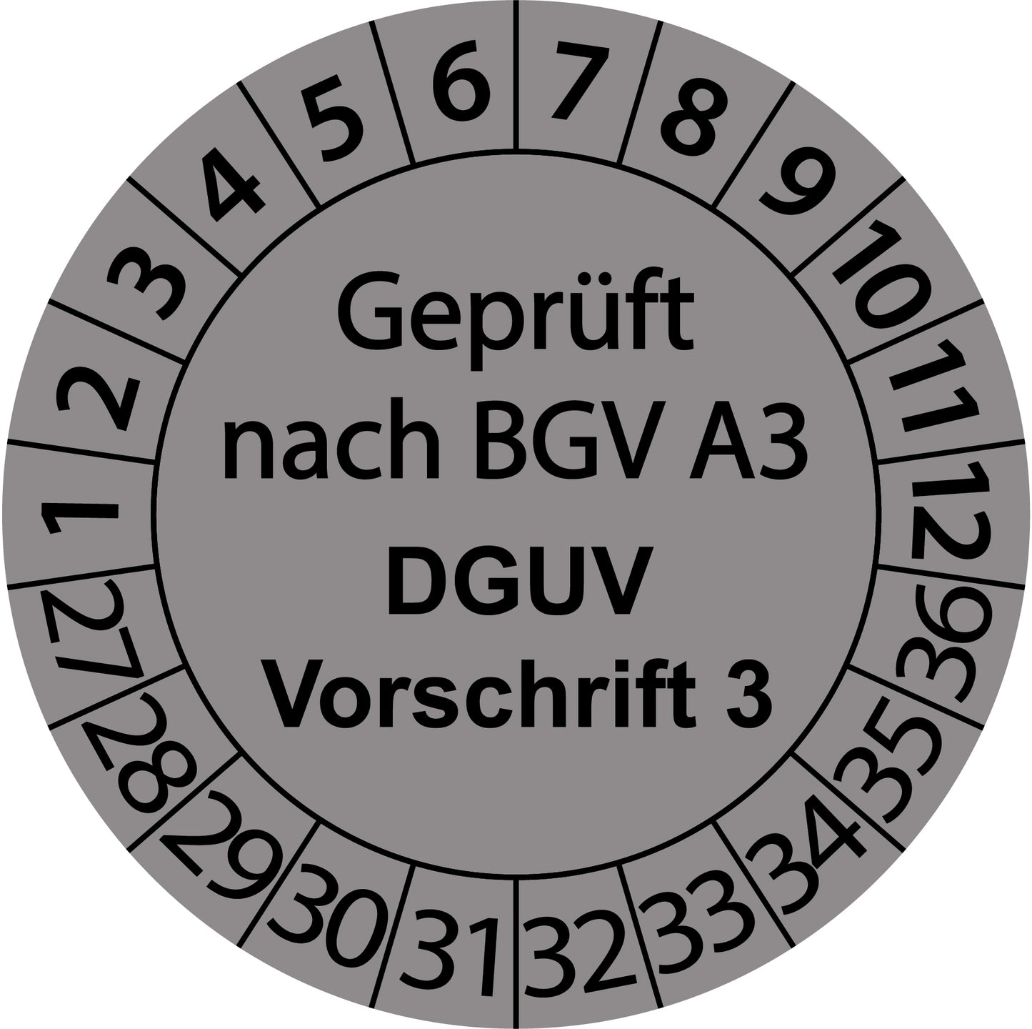 Mehrjahresprüfetiketten, Geprüft nach BGV A3, DGUV Vorschrift 3, Startjahr: 2027 aus Papier oder Plastik