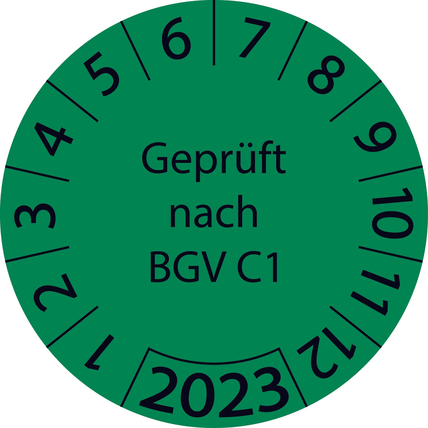 Einjahresprüfetiketten, Geprüft nach BGV C1, Startjahr: 2023 aus Papier oder Plastik