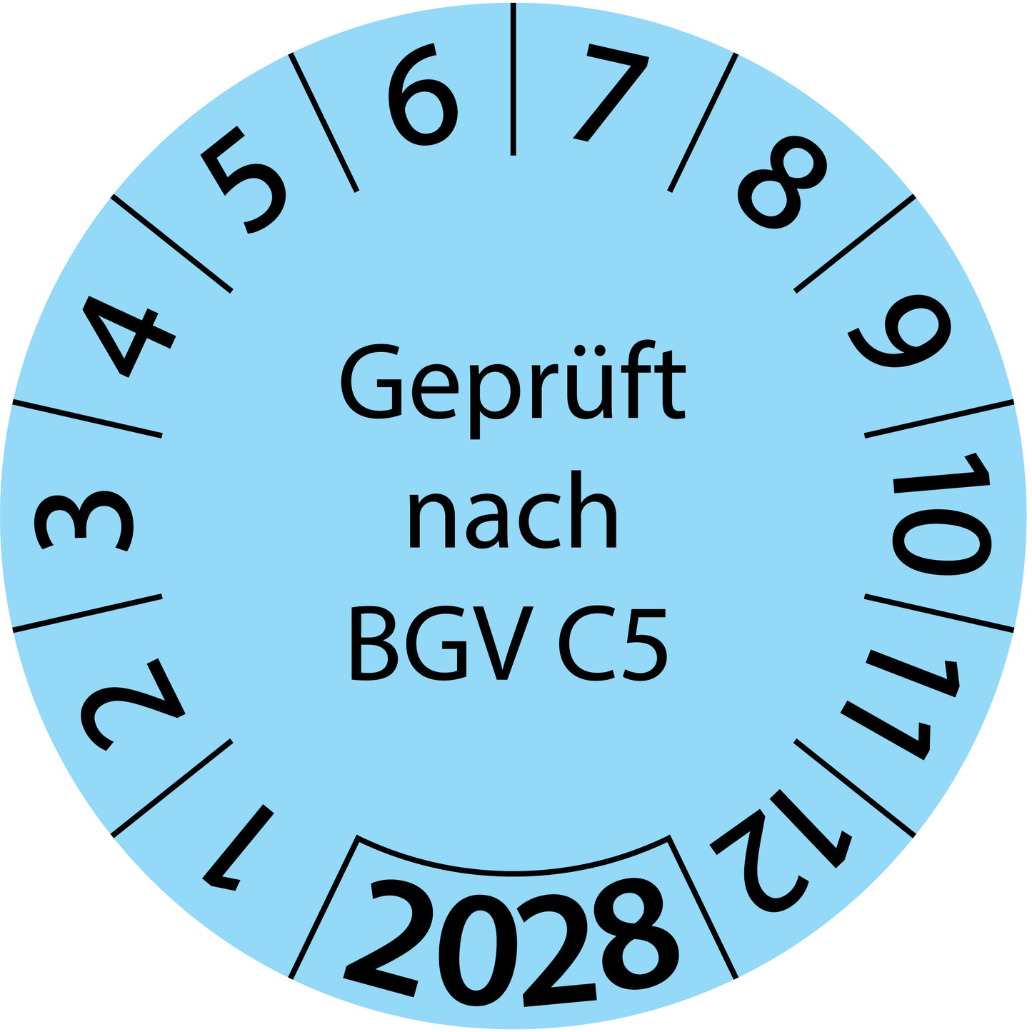 Einjahresprüfetiketten, Geprüft nach BGV C5, Startjahr: 2028 aus Papier oder Plastik