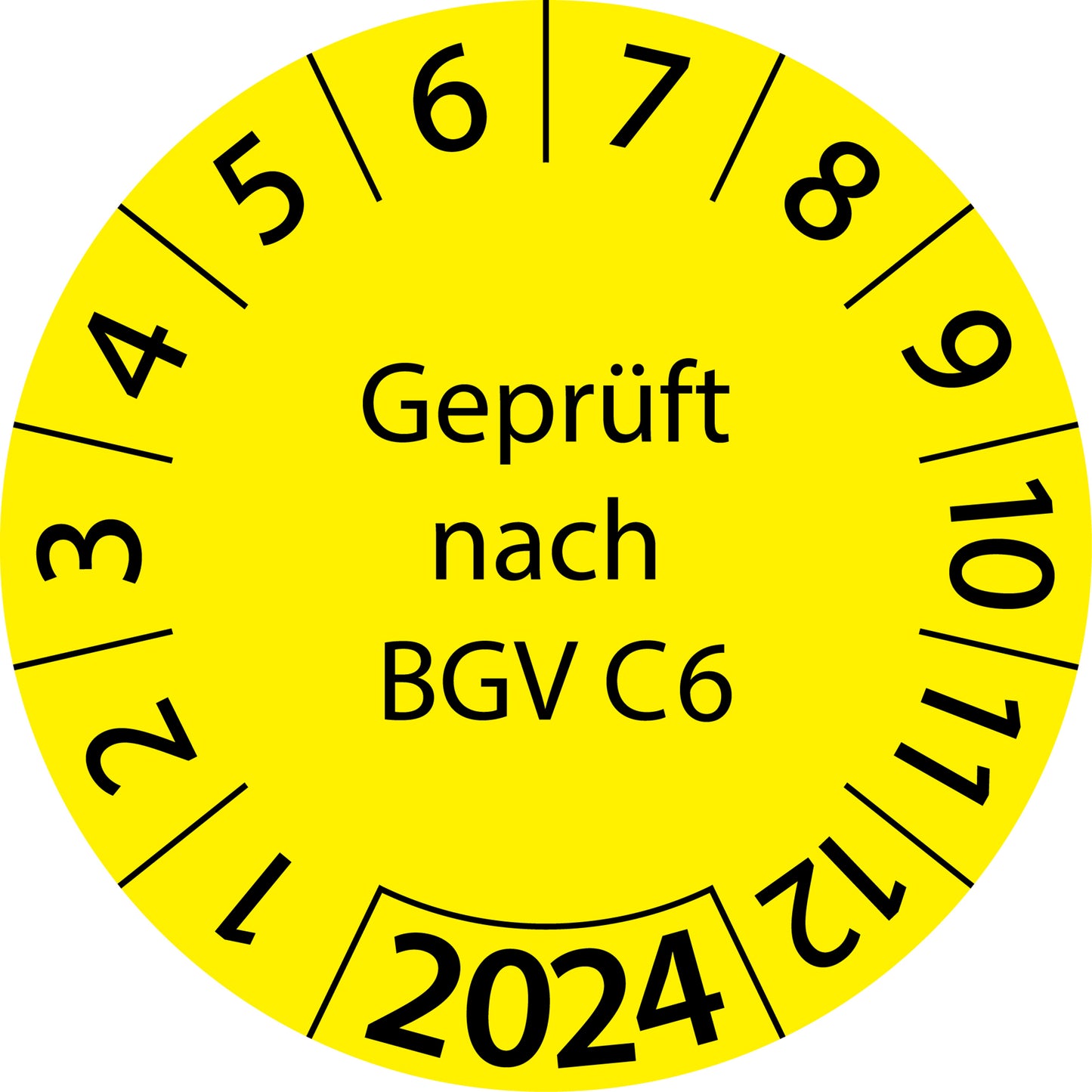 Einjahresprüfetiketten, Geprüft nach BGV C6, Startjahr: 2024 aus Papier oder Plastik