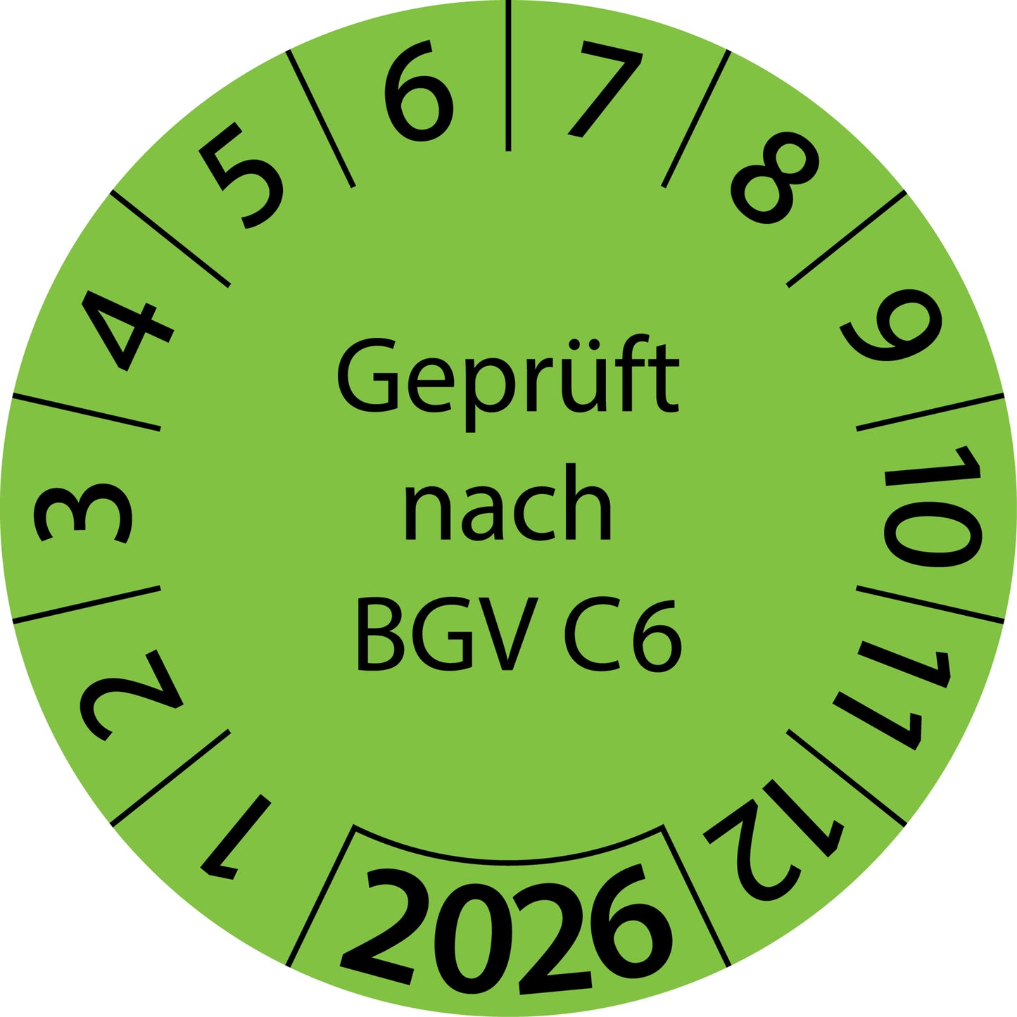 Einjahresprüfetiketten, Geprüft nach BGV C6, Startjahr: 2026 aus Papier oder Plastik