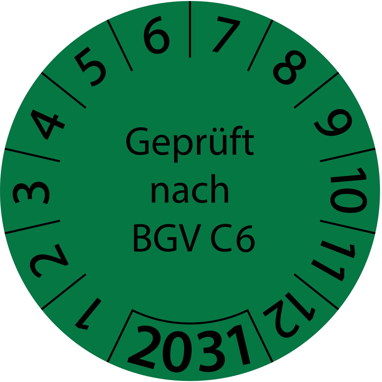Einjahresprüfetiketten, Geprüft nach BGV C6, Startjahr: 2031 aus Papier oder Plastik
