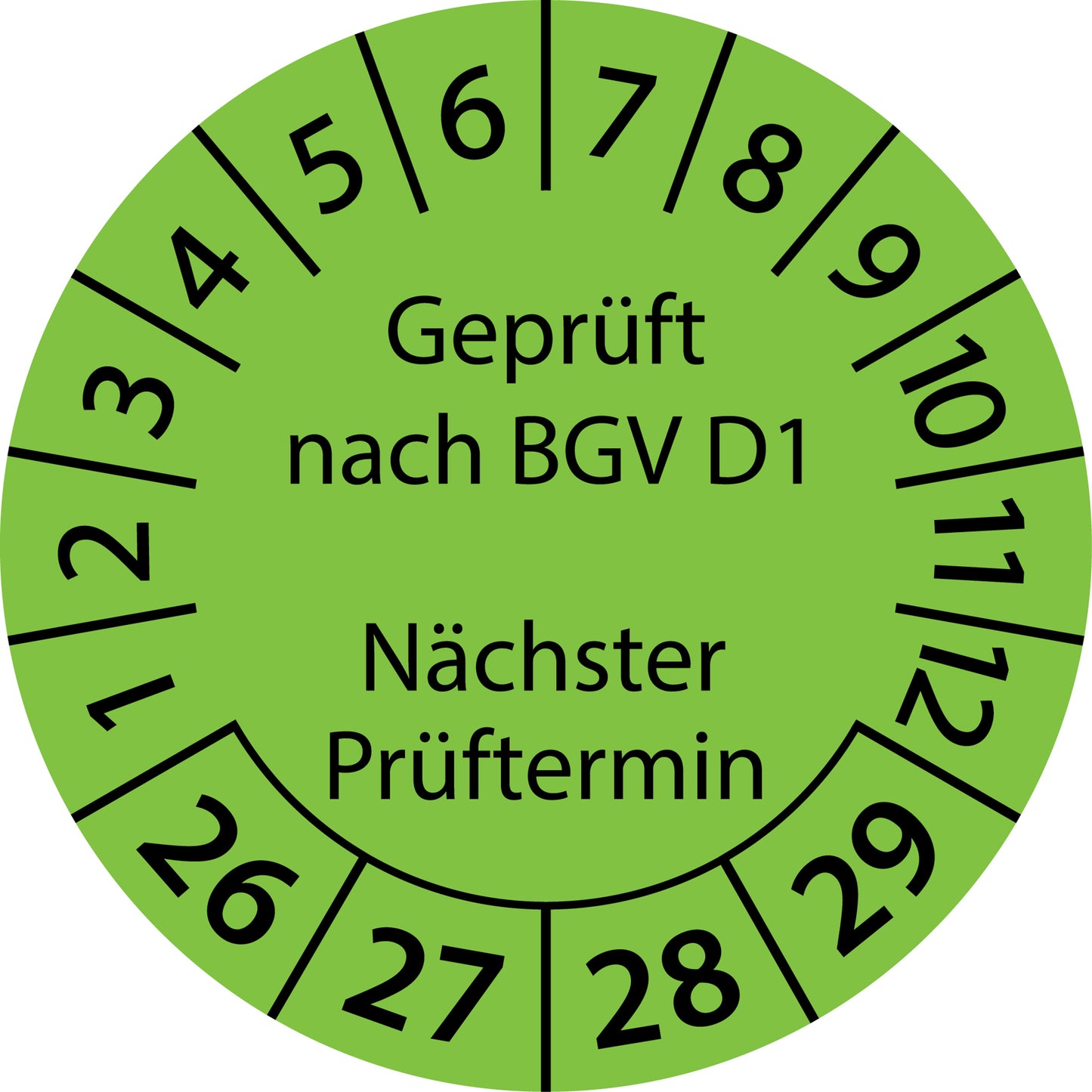 Mehrjahresprüfetiketten, Geprüft nach BGV D1, Nächster Prüftermin, Startjahr: 2026 aus Papier oder Plastik