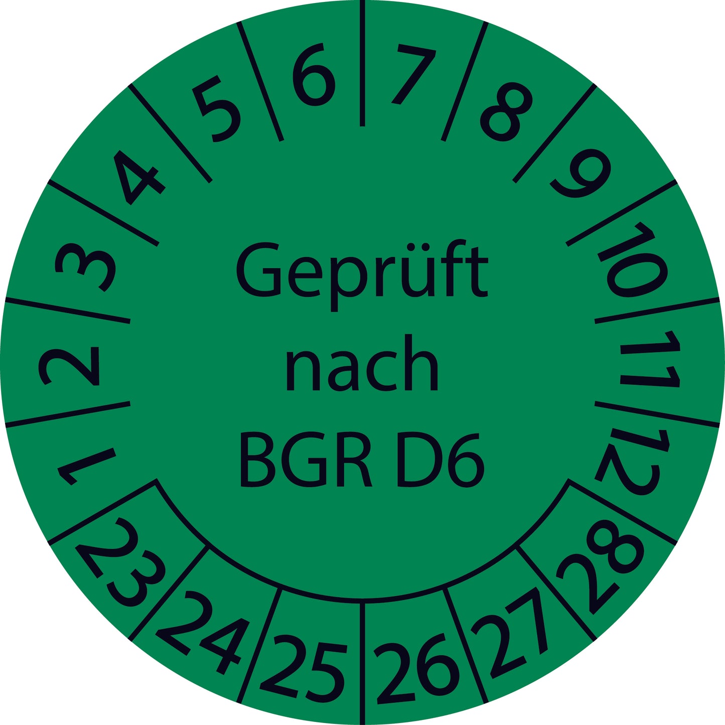 Mehrjahresprüfetiketten, Geprüft nach BGR D6, Startjahr: 2023 aus Papier oder Plastik