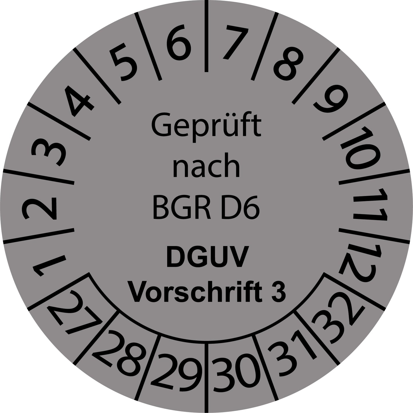 Mehrjahresprüfetiketten, Geprüft nach BGR D6, DGUV Vorschrift 3, Startjahr: 2027 aus Papier oder Plastik