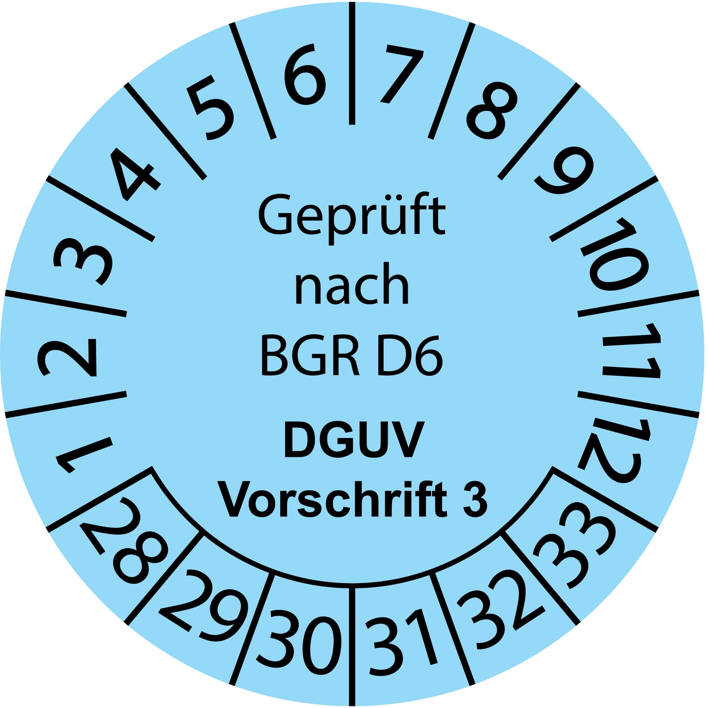 Mehrjahresprüfetiketten, Geprüft nach BGR D6, DGUV Vorschrift 3, Startjahr: 2028 aus Papier oder Plastik