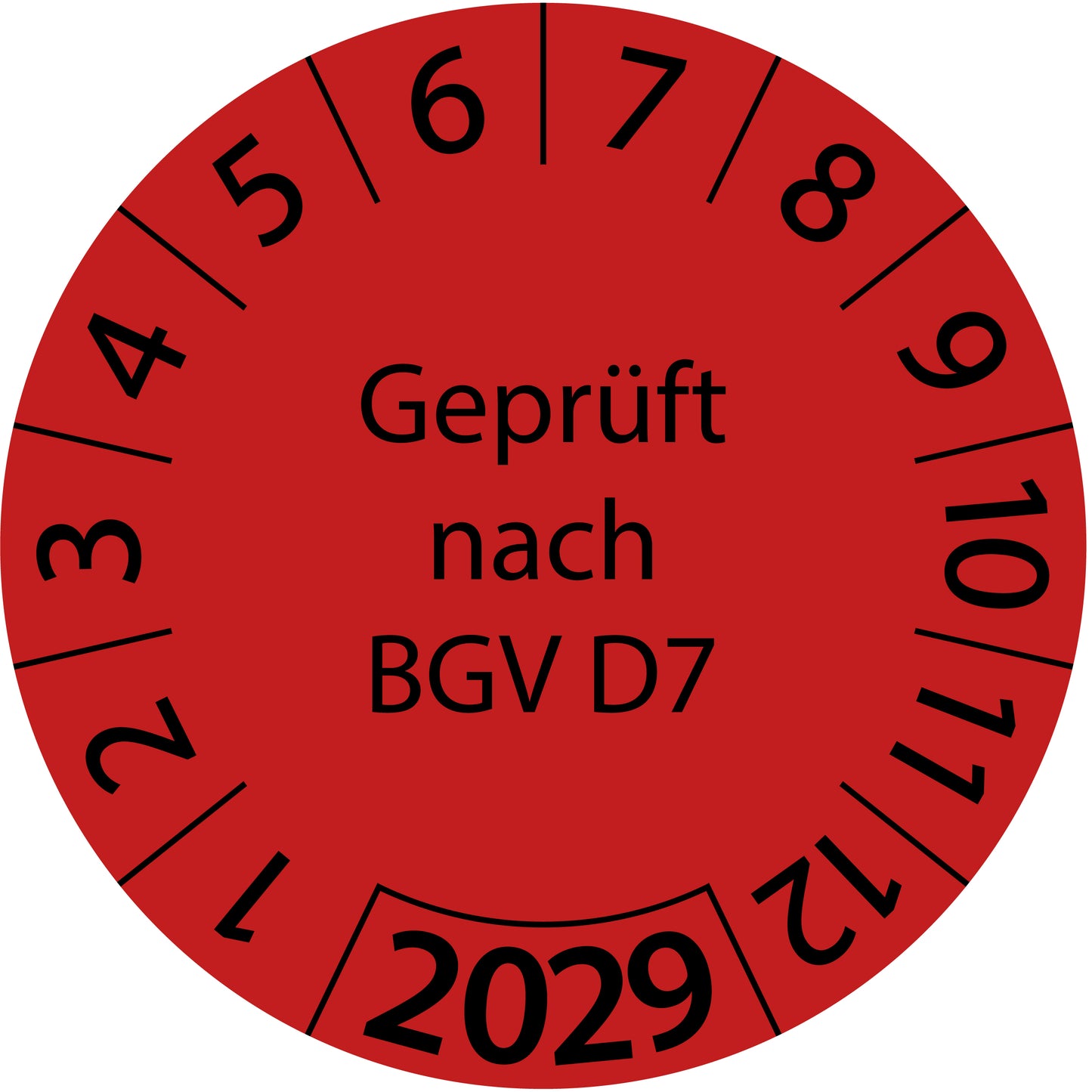 Einjahresprüfetiketten, Geprüft nach BGV D7, Startjahr: 2029 aus Papier oder Plastik