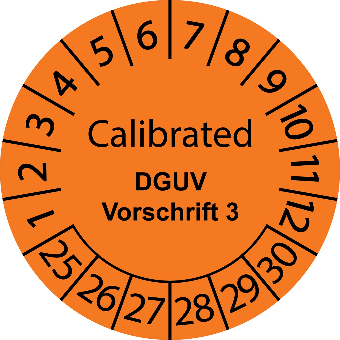 Mehrjahresprüfetiketten, Calibrated, DGUV Vorschrift 3, Startjahr: 2025 aus Papier oder Plastik
