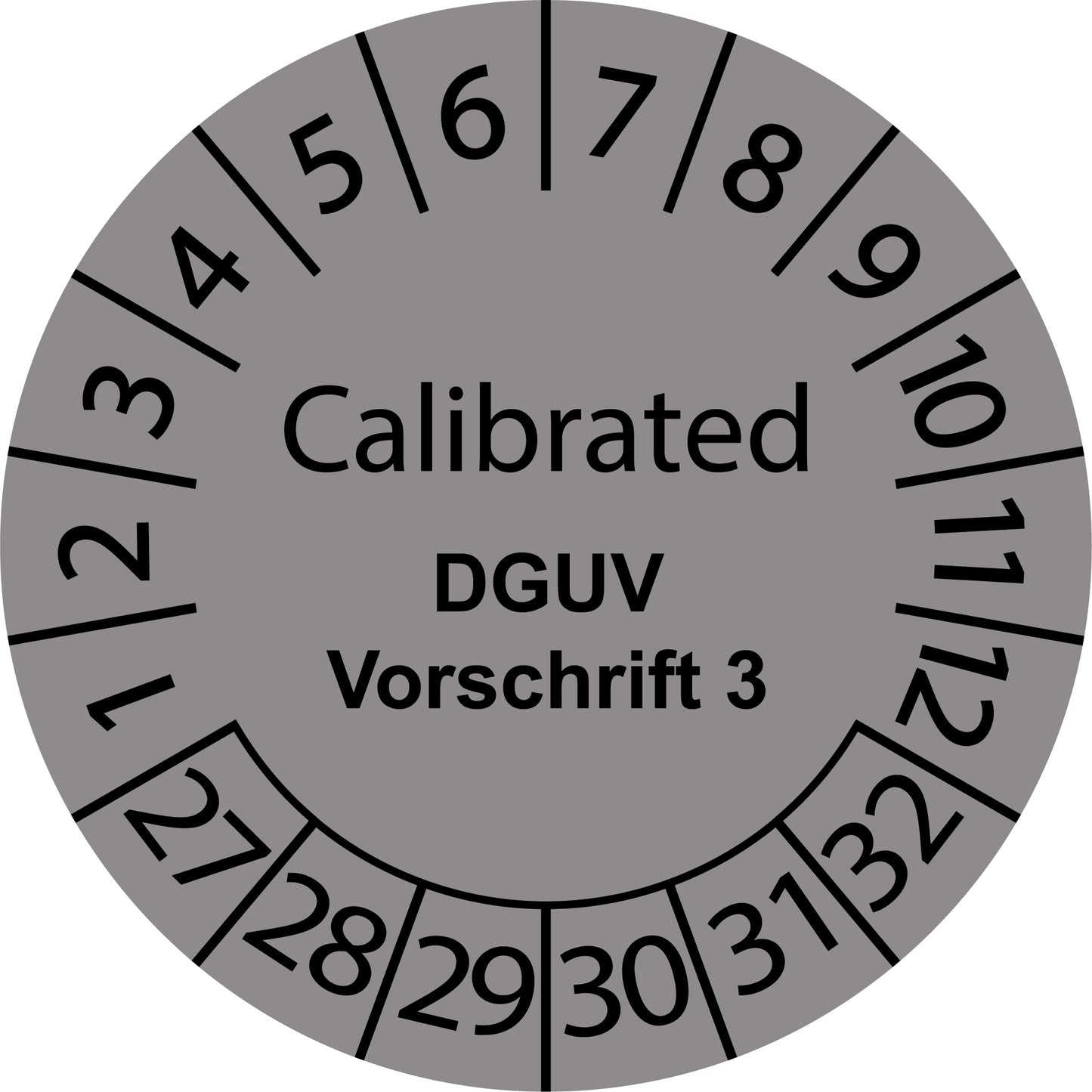 Mehrjahresprüfetiketten, Calibrated, DGUV Vorschrift 3, Startjahr: 2027 aus Papier oder Plastik