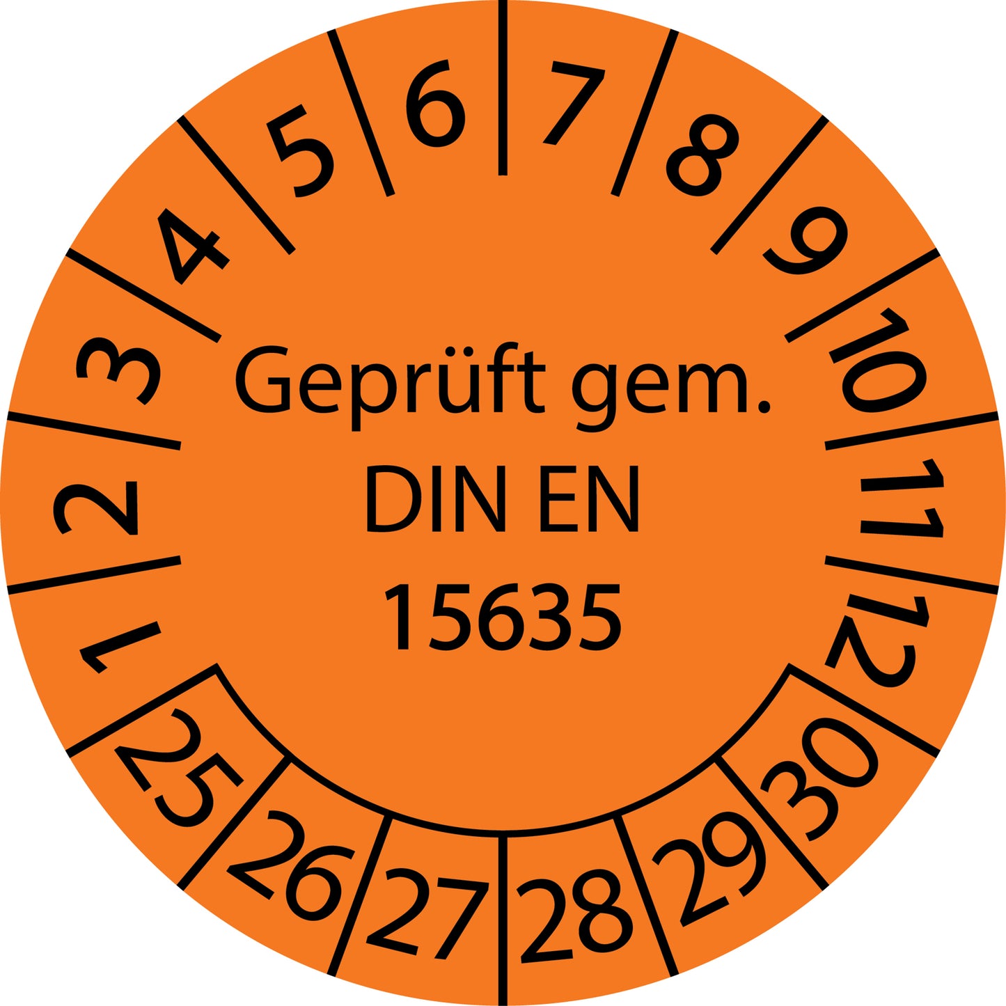 Mehrjahresprüfetiketten, Geprüft gem. DIN EN 15635, Startjahr: 2025 aus Papier oder Plastik