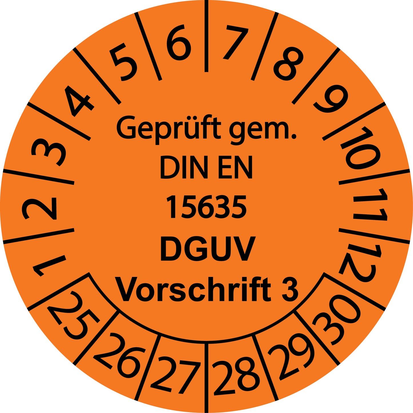 Mehrjahresprüfetiketten, Geprüft gem. DIN EN 15635, DGUV Vorschrift 3, Startjahr: 2025 aus Papier oder Plastik