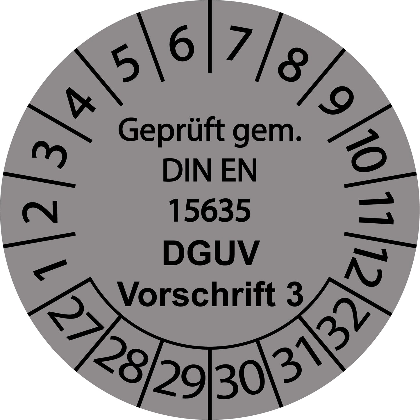 Mehrjahresprüfetiketten, Geprüft gem. DIN EN 15635, DGUV Vorschrift 3, Startjahr: 2027 aus Papier oder Plastik