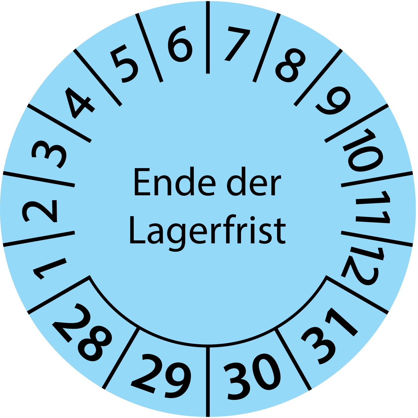 Mehrjahresprüfetiketten, Ende der Lagerfrist, Startjahr: 2028 aus Papier oder Plastik