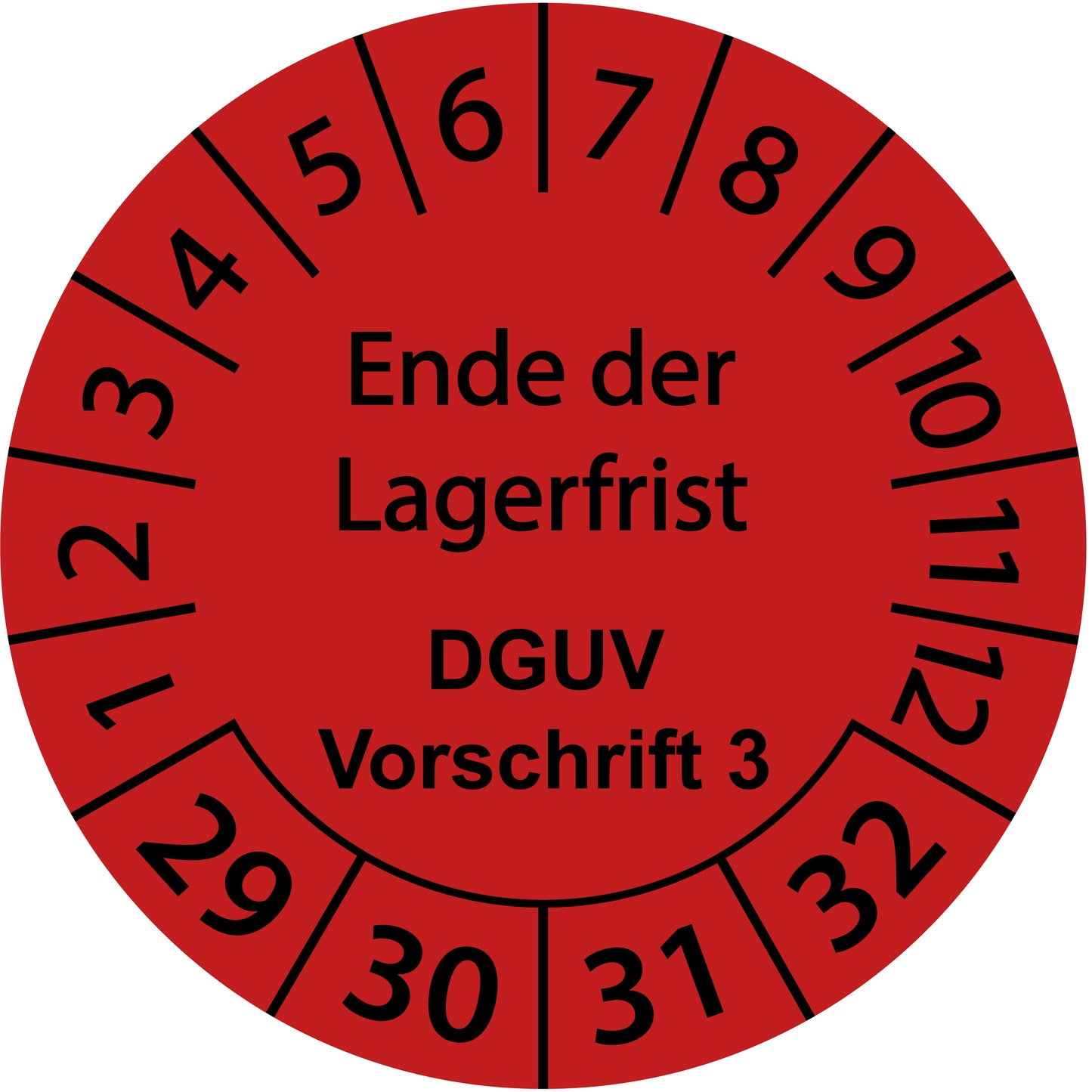 Mehrjahresprüfetiketten, Ende der Lagerfrist, DGUV Vorschrift 3, Startjahr: 2029 aus Papier oder Plastik