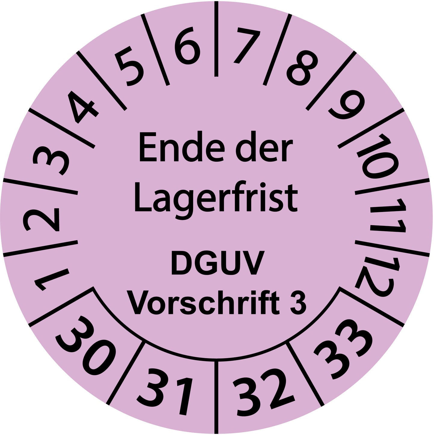 Mehrjahresprüfetiketten, Ende der Lagerfrist, DGUV Vorschrift 3, Startjahr: 2030 aus Papier oder Plastik