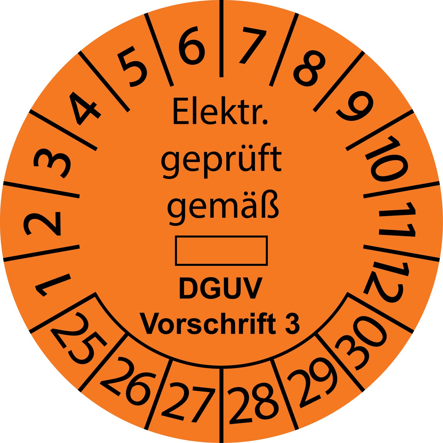Mehrjahresprüfetiketten, Elektrisch geprüft gemäß ..., DGUV Vorschrift 3, Startjahr: 2025 aus Papier oder Plastik